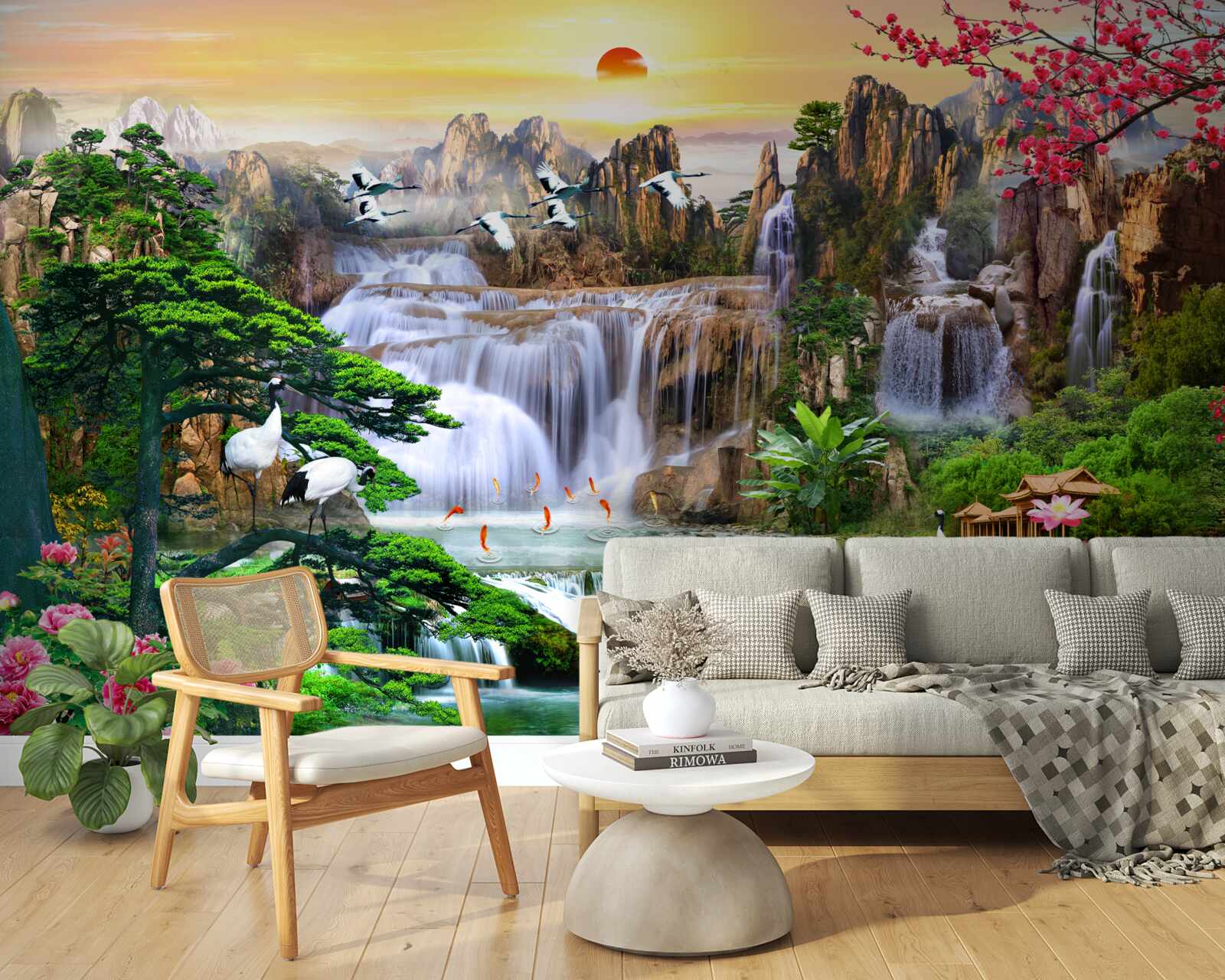 Fototapeta ptaki i wodospady