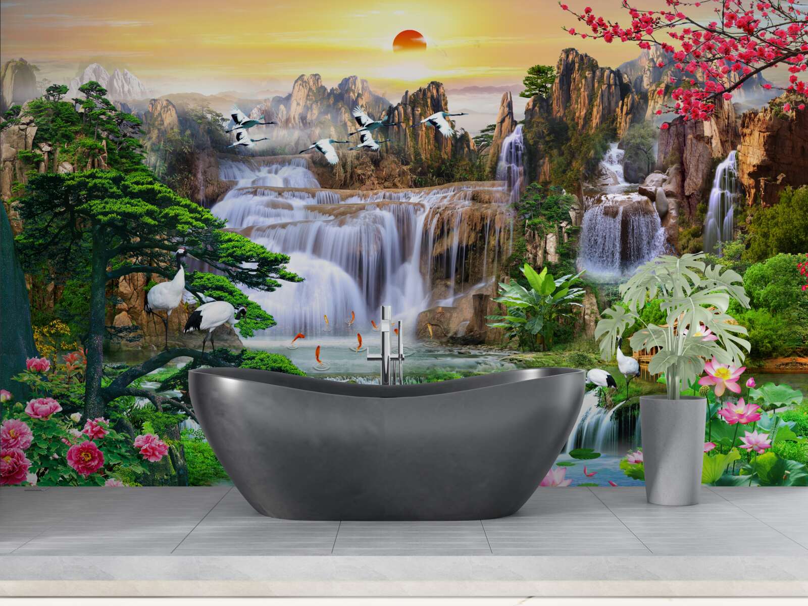 Fototapeta ptaki i wodospady