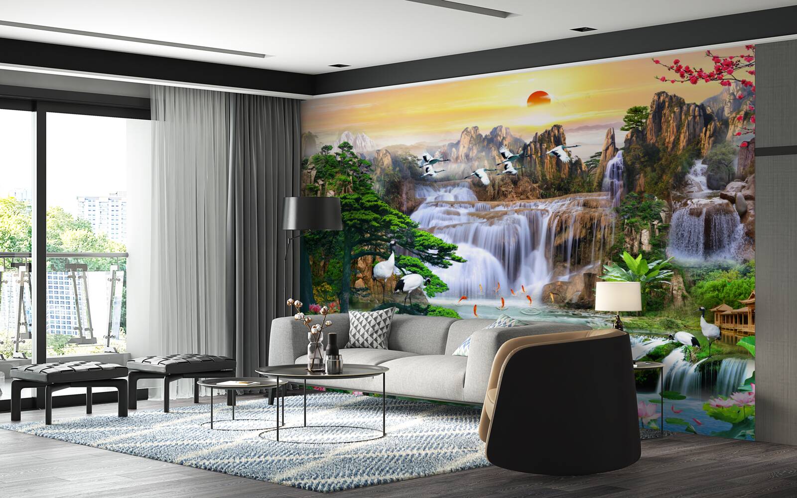 Fototapeta ptaki i wodospady