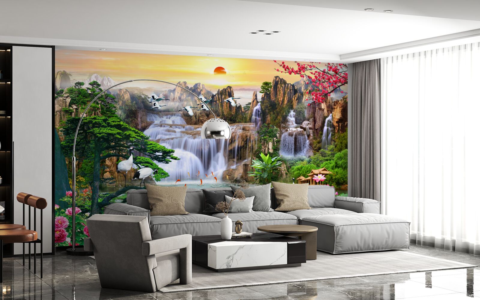 Fototapeta ptaki i wodospady