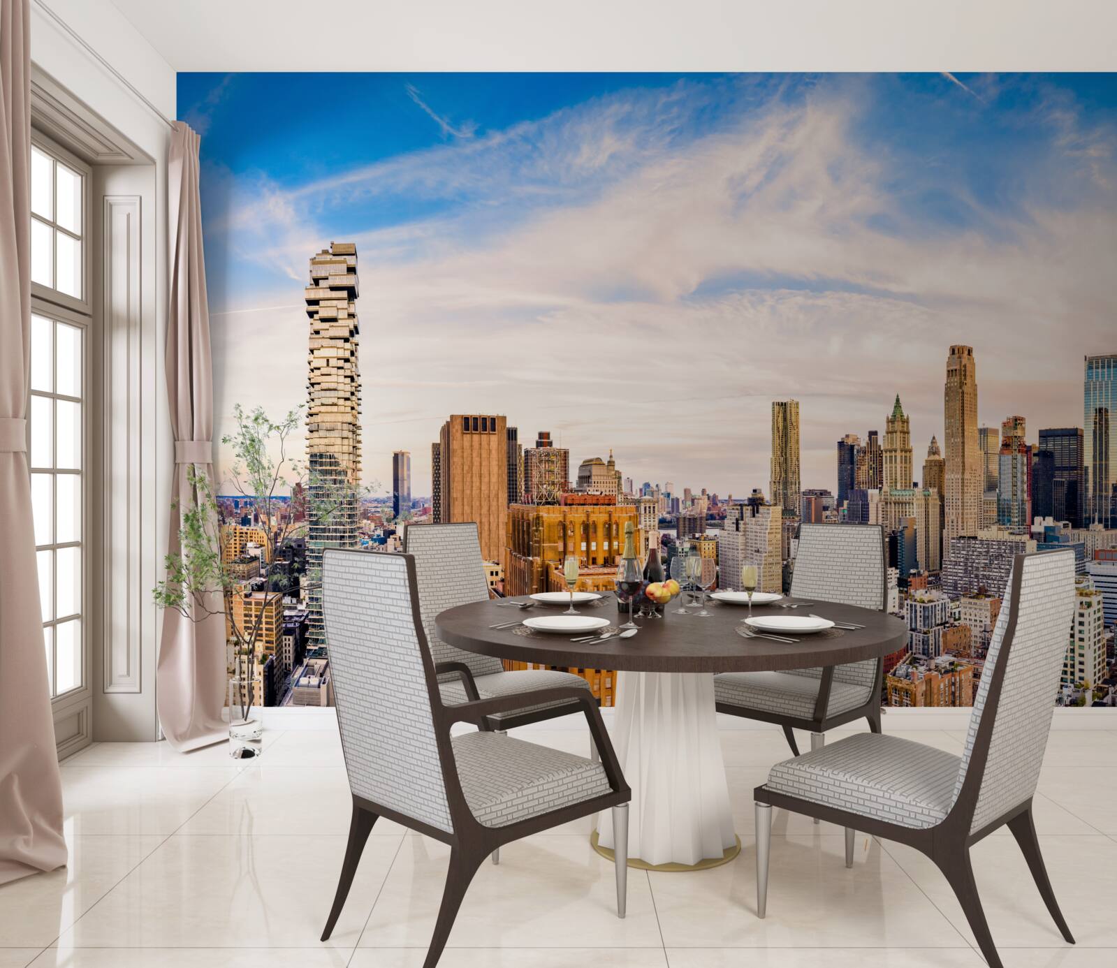 Fototapeta zachód słońca nad dolnym manhattanem