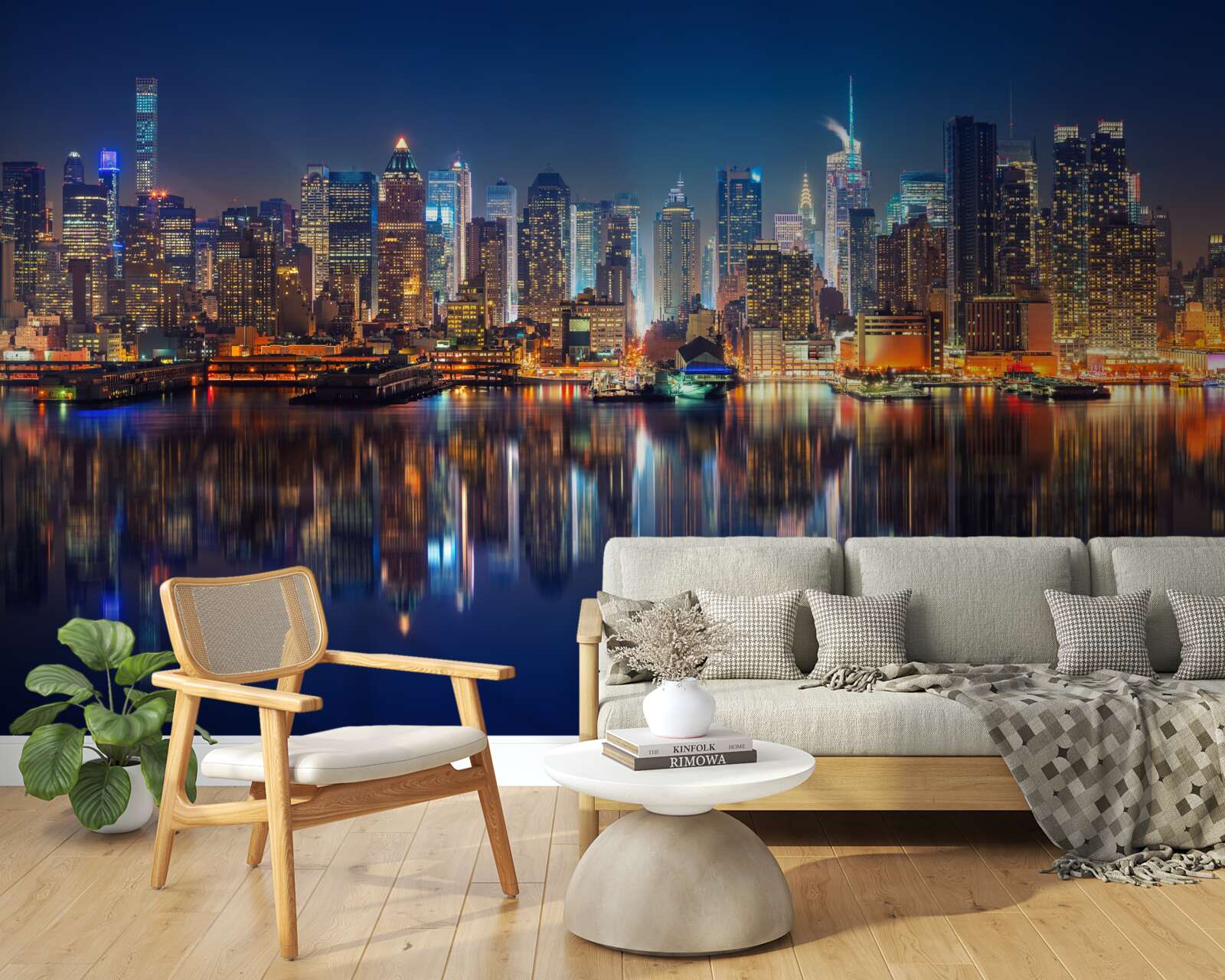 Fototapeta odbicie nocnego miasta w wodzie