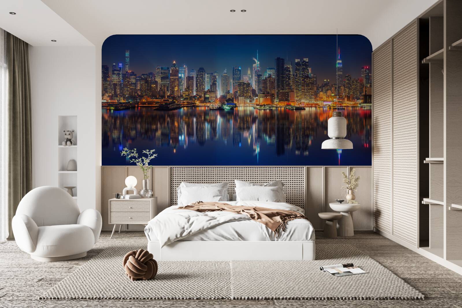 Fototapeta odbicie nocnego miasta w wodzie