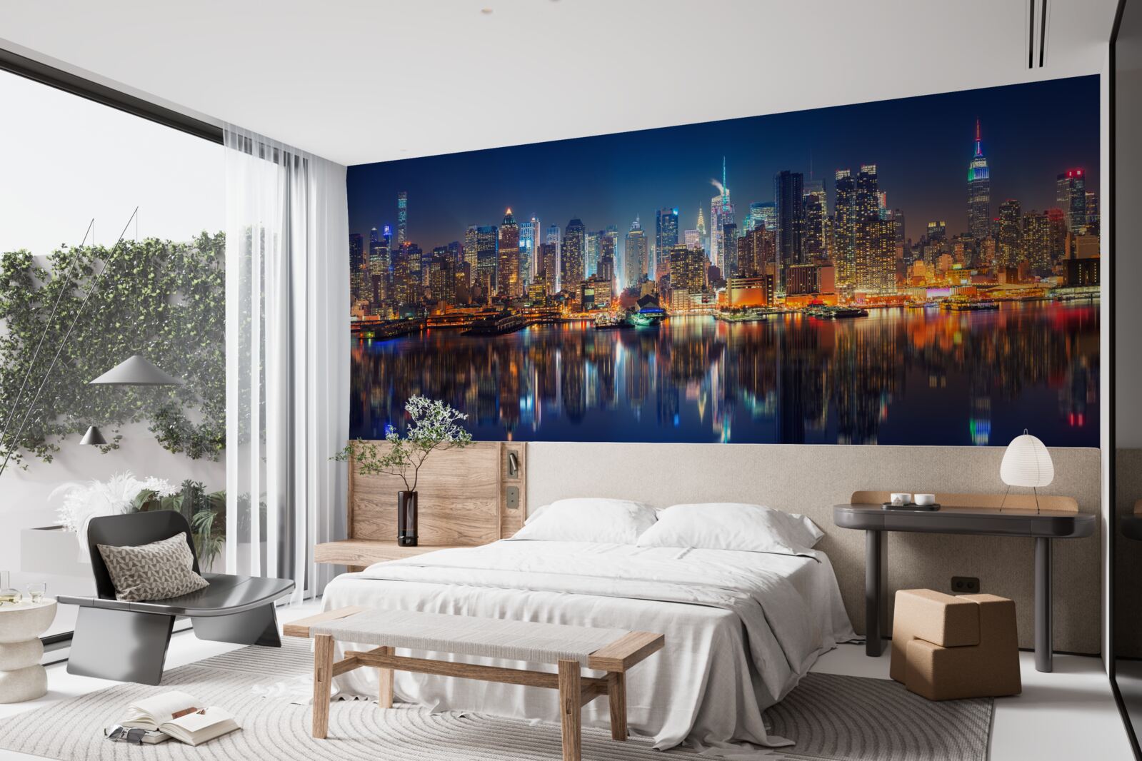 Fototapeta odbicie nocnego miasta w wodzie