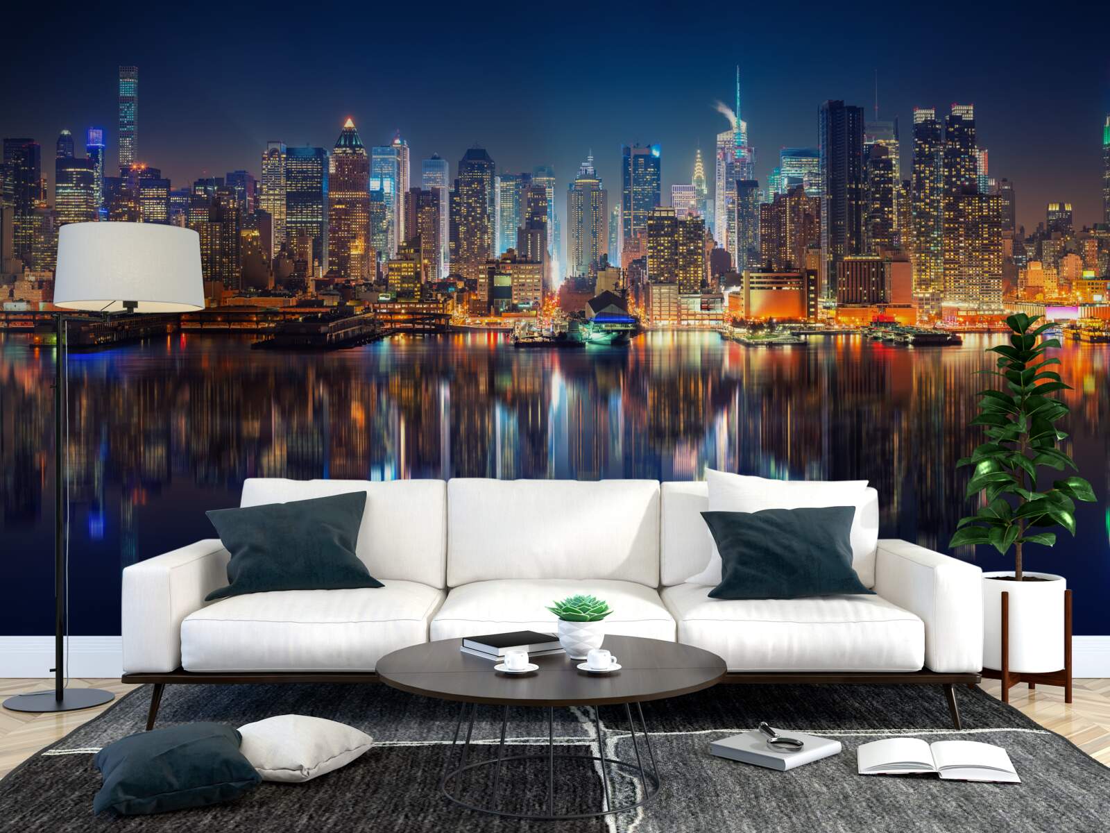 Fototapeta odbicie nocnego miasta w wodzie