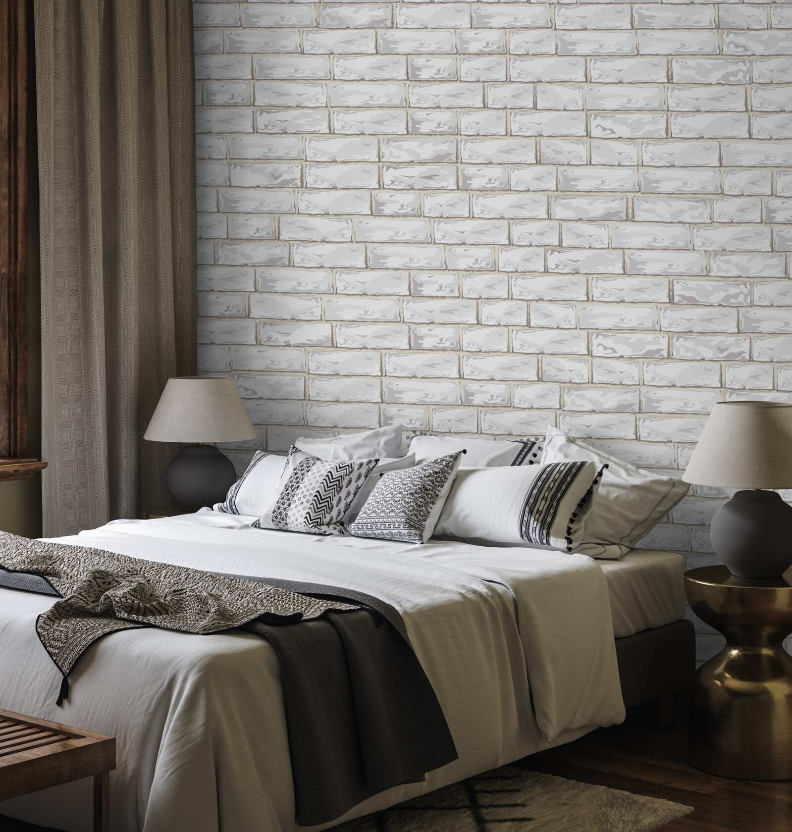 Fototapeta Ściana wyłożona białą cegłą