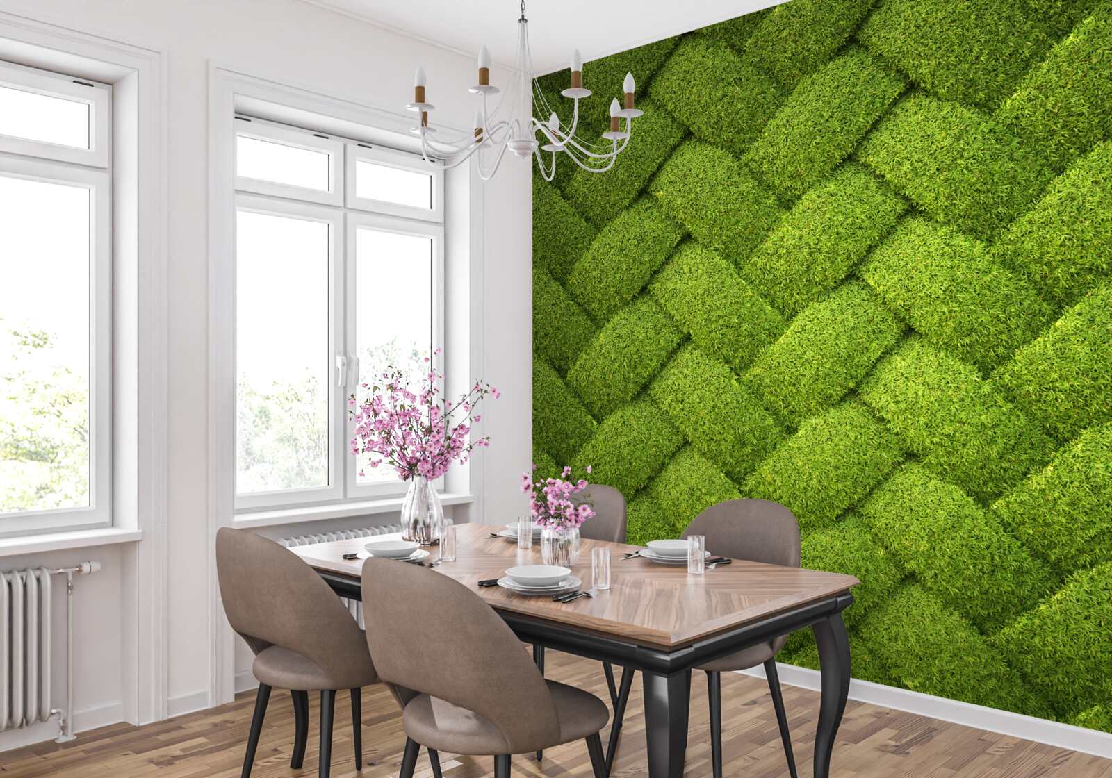 Fototapeta blokujący zielony trawnik