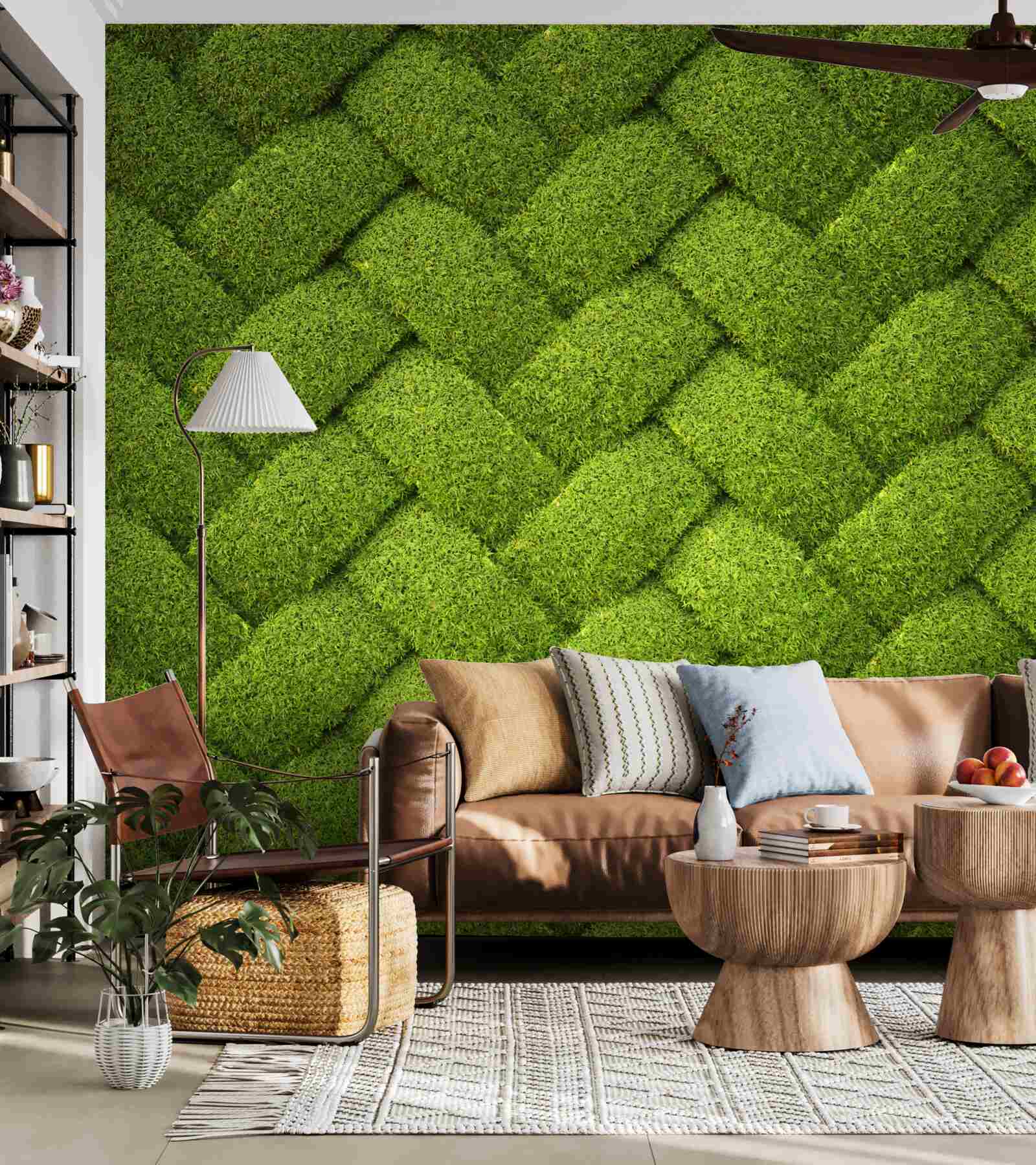 Fototapeta blokujący zielony trawnik