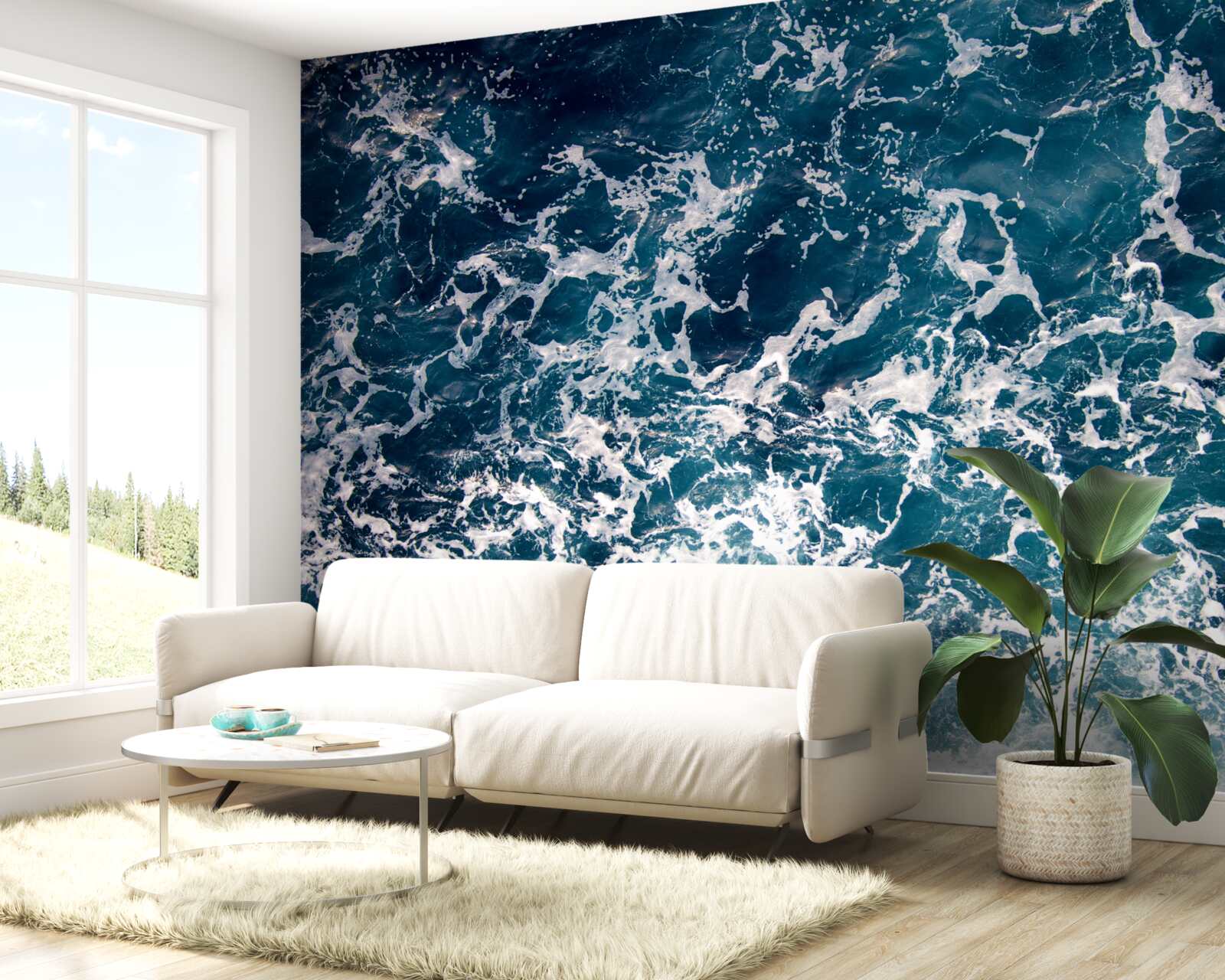 Fototapeta pęczniejące fale lazurowego koloru