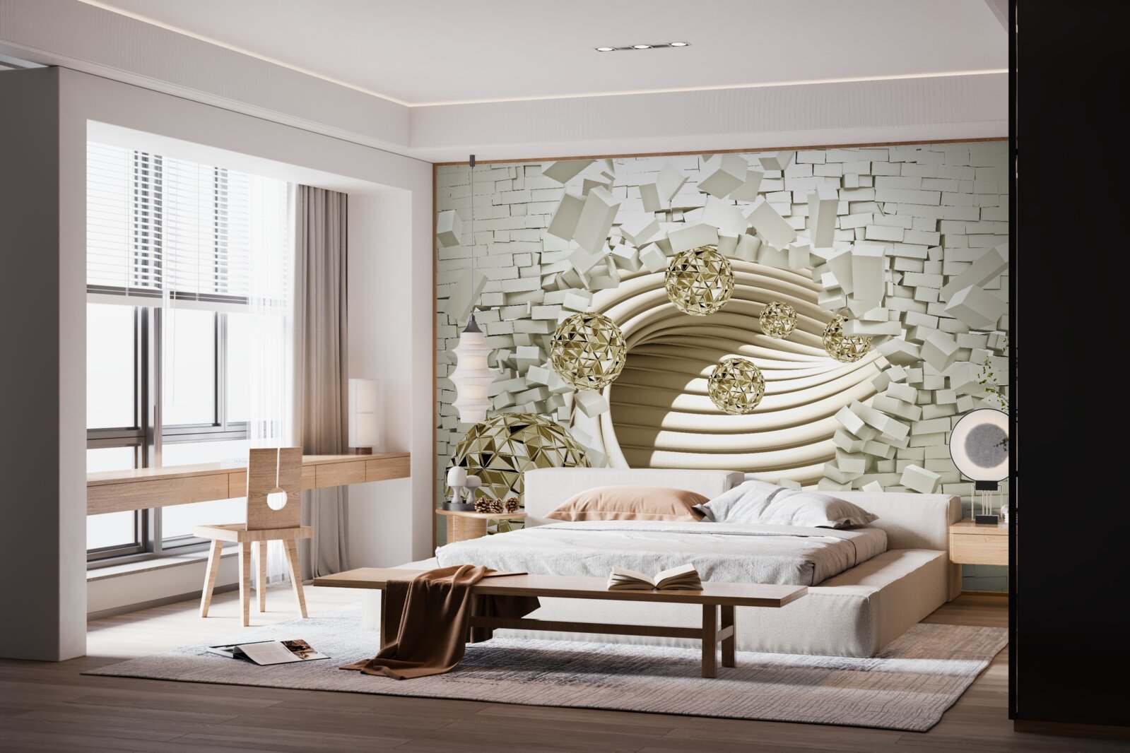 Fototapeta konceptualne kule rozbijają ceglany mur