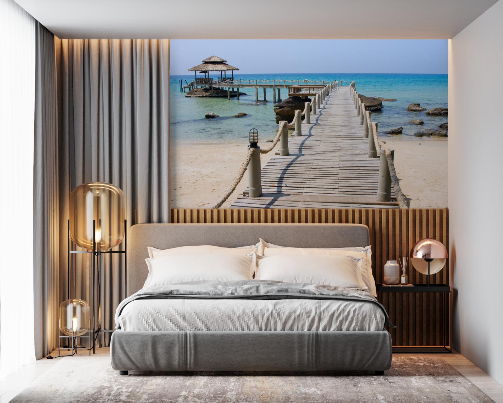 Fototapeta molo morskie wykonane z drewna