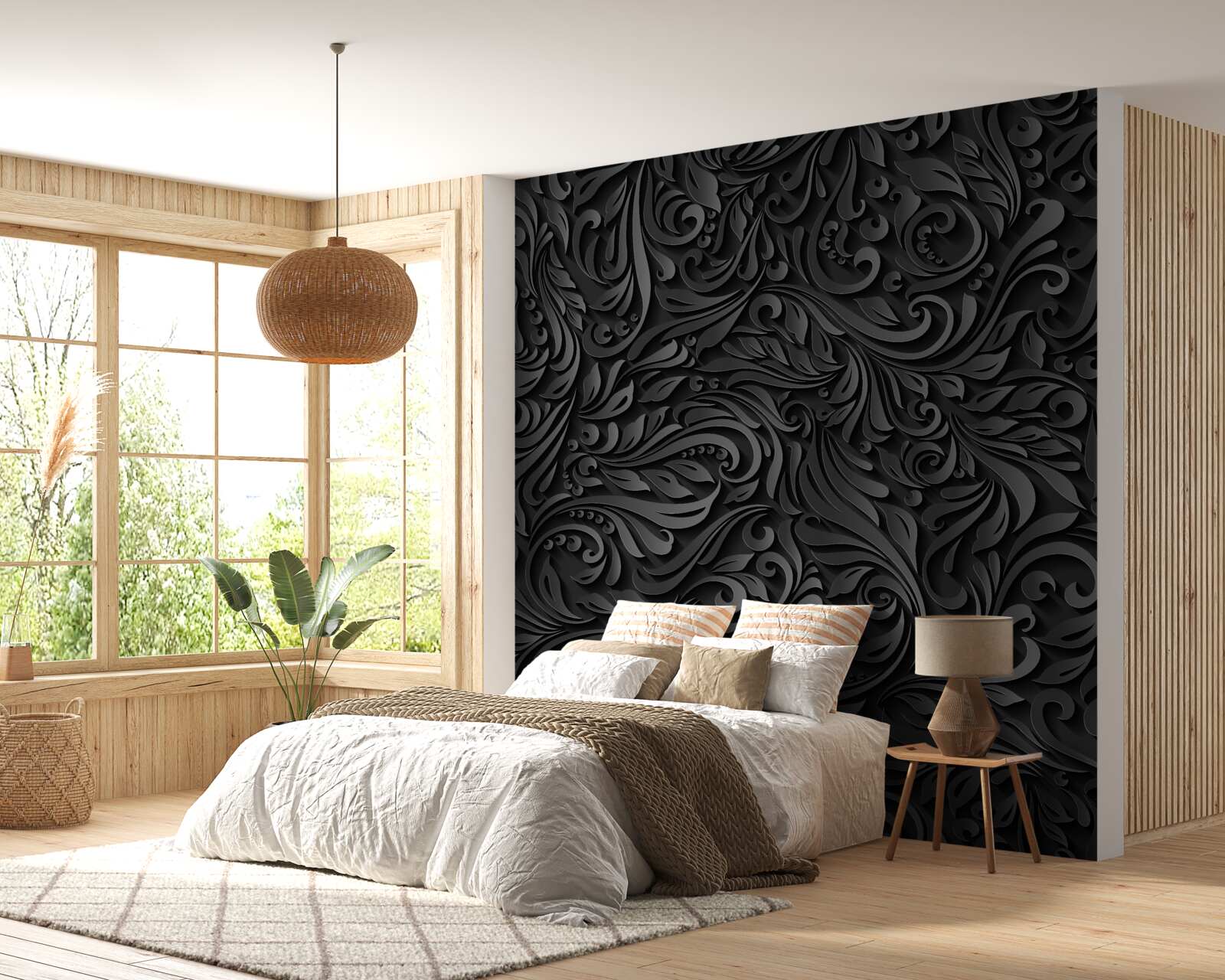 Fototapeta liście z czarnymi wzorami