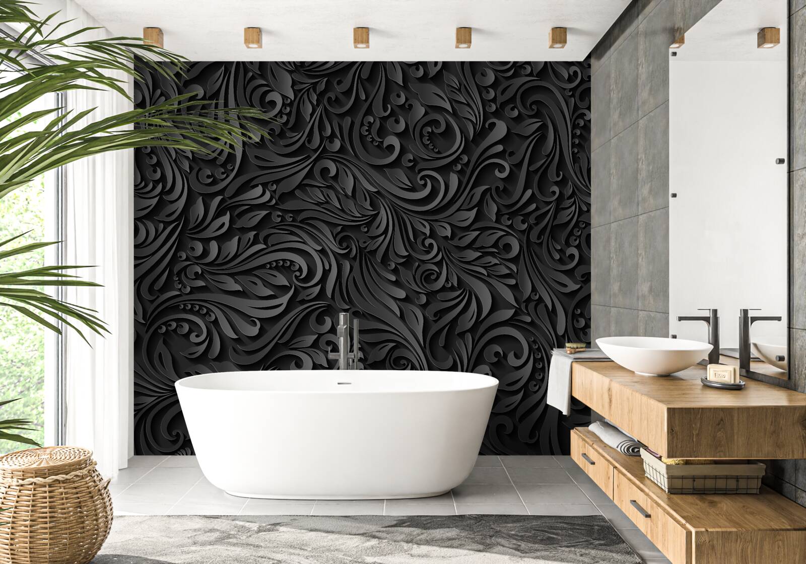 Fototapeta liście z czarnymi wzorami