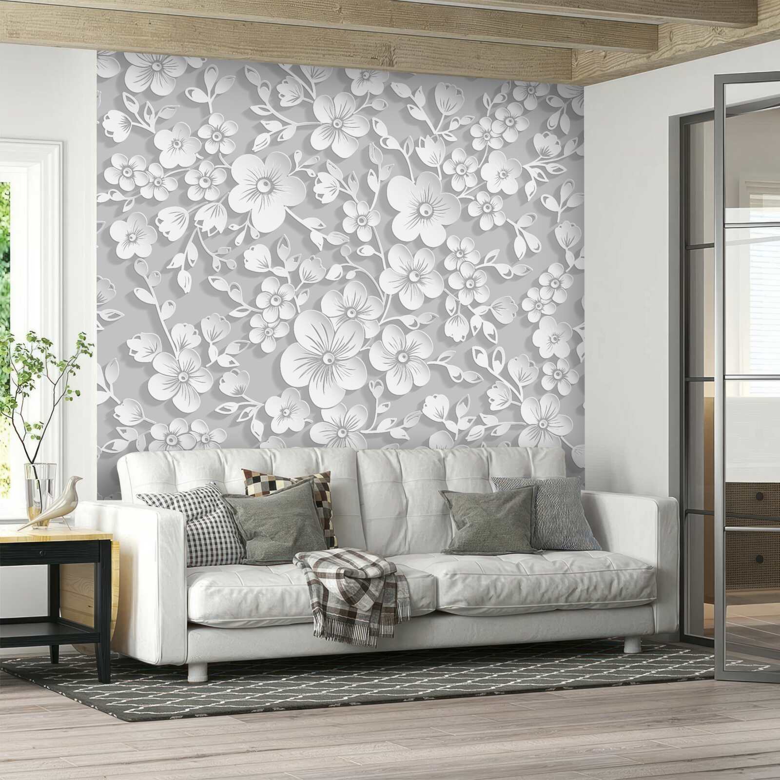 Fototapeta duża liczba małych śnieżnobiałych kwiatów