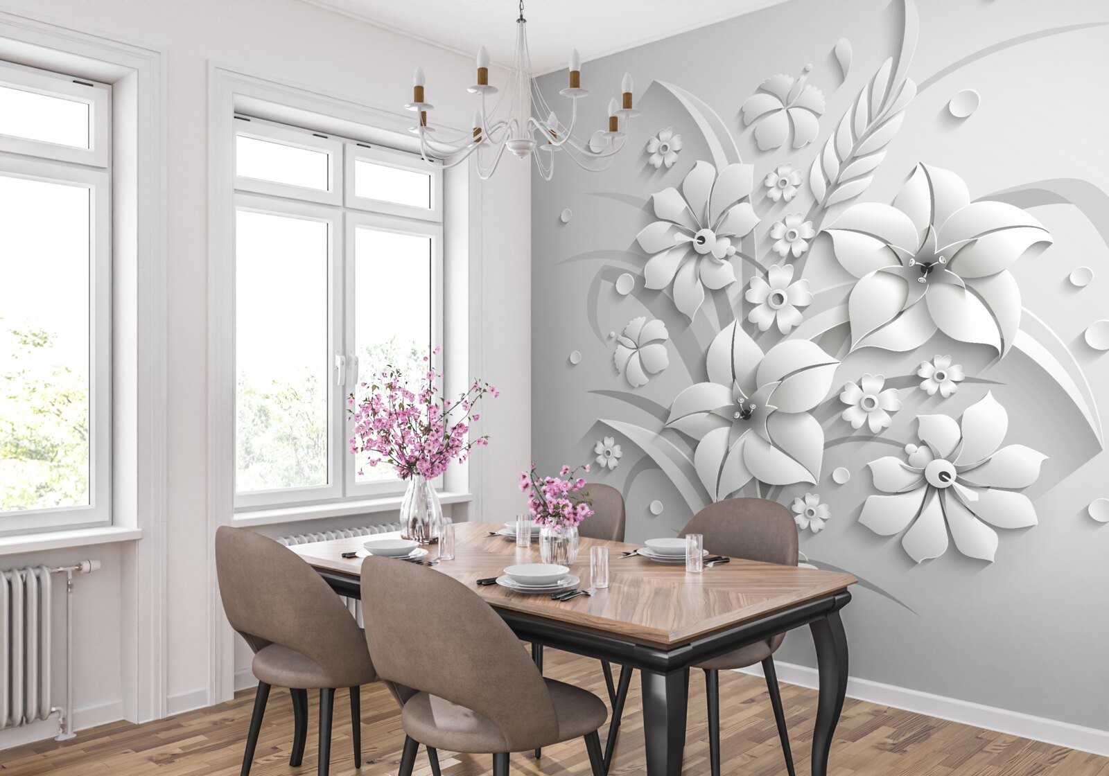 Fototapeta kwiaty śnieżnobiałe jak mleko, na białym tle