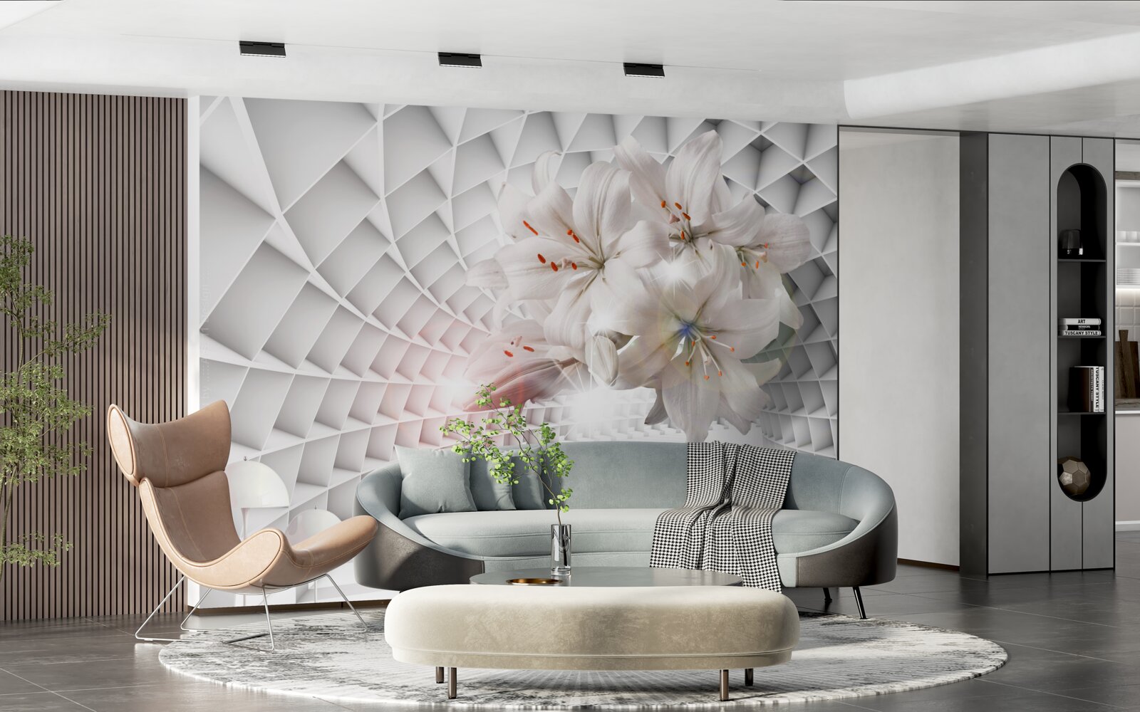 Fototapeta Śnieżnobiałe kwiaty na złotych gałązkach