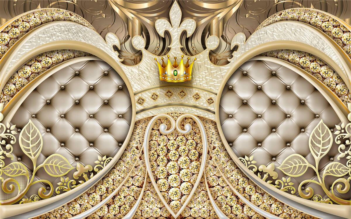 Fototapeta ozdoby z liśćmi roślin wykonane ze złota