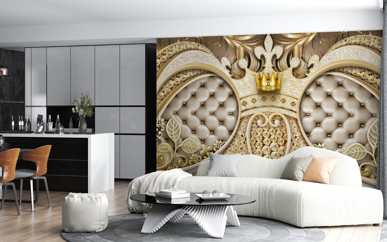 Fototapeta ozdoby z liśćmi roślin wykonane ze złota