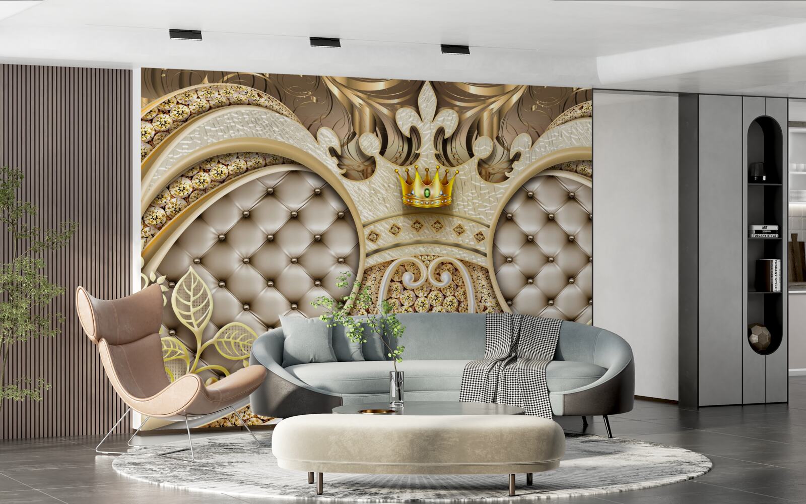 Fototapeta ozdoby z liśćmi roślin wykonane ze złota