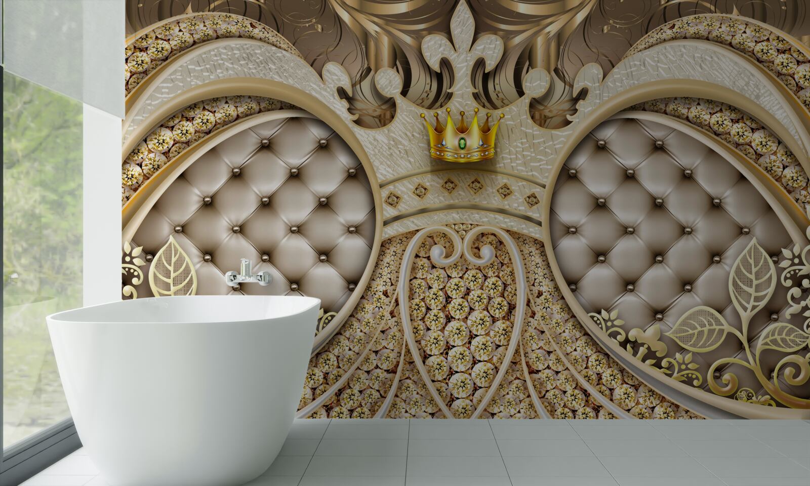 Fototapeta ozdoby z liśćmi roślin wykonane ze złota