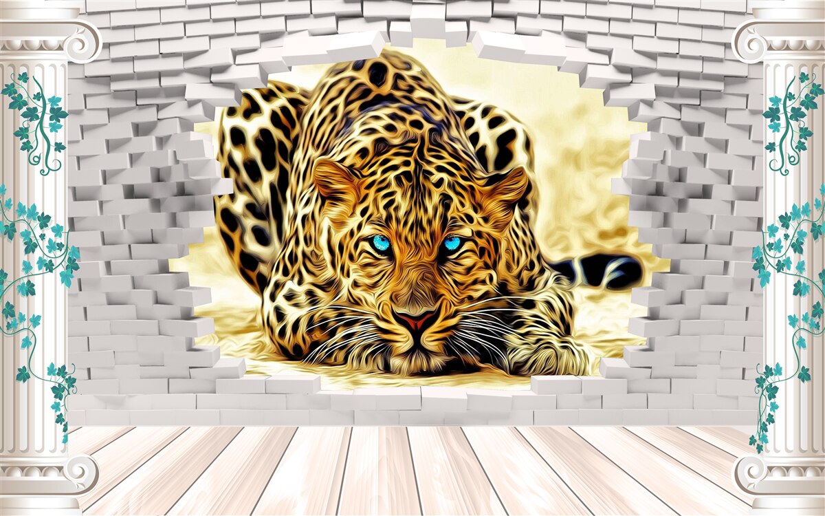 Fototapeta złowieszcza pantera niszczy barierę