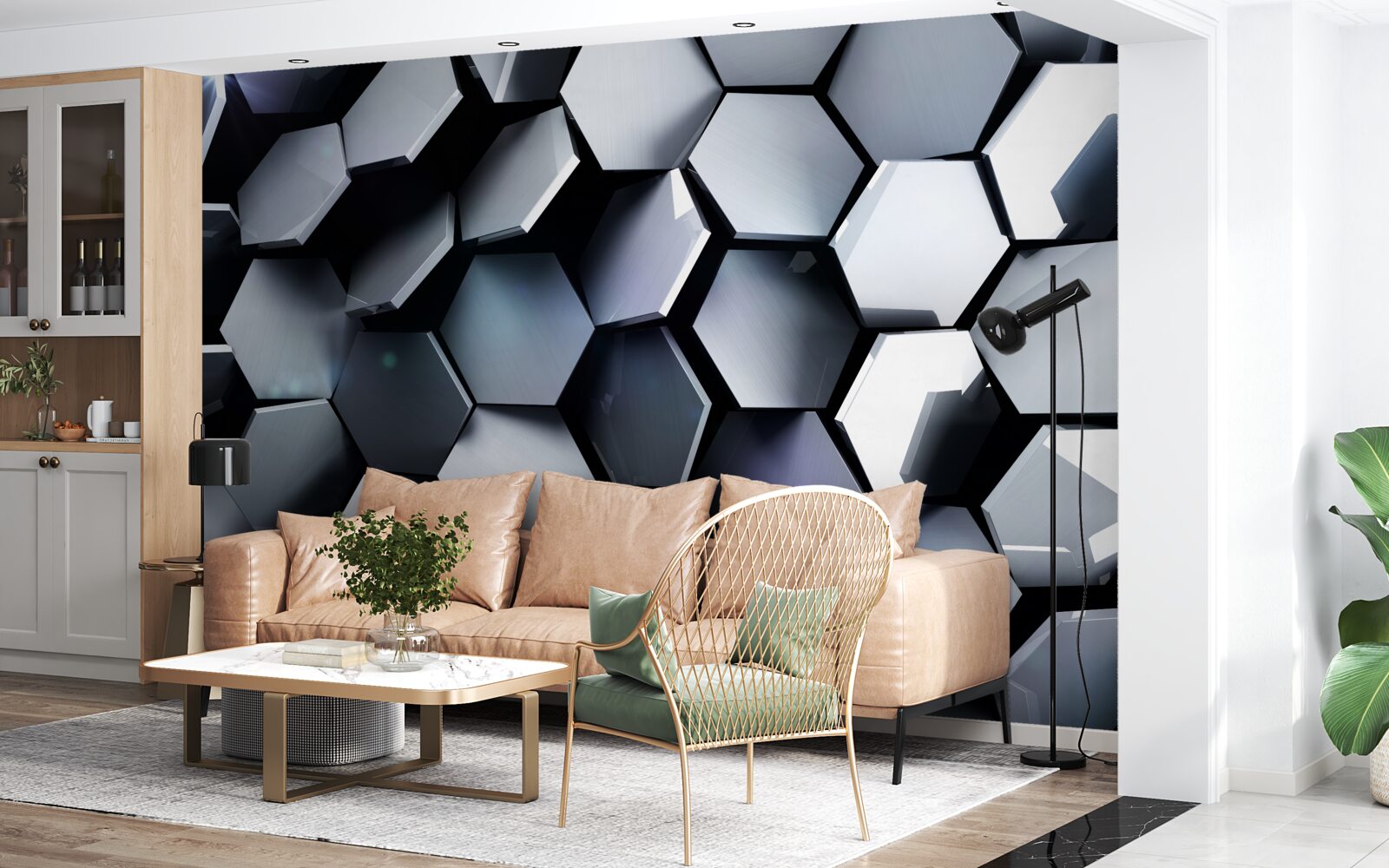 Fototapeta pięciokąty w 3d z mapowaniami