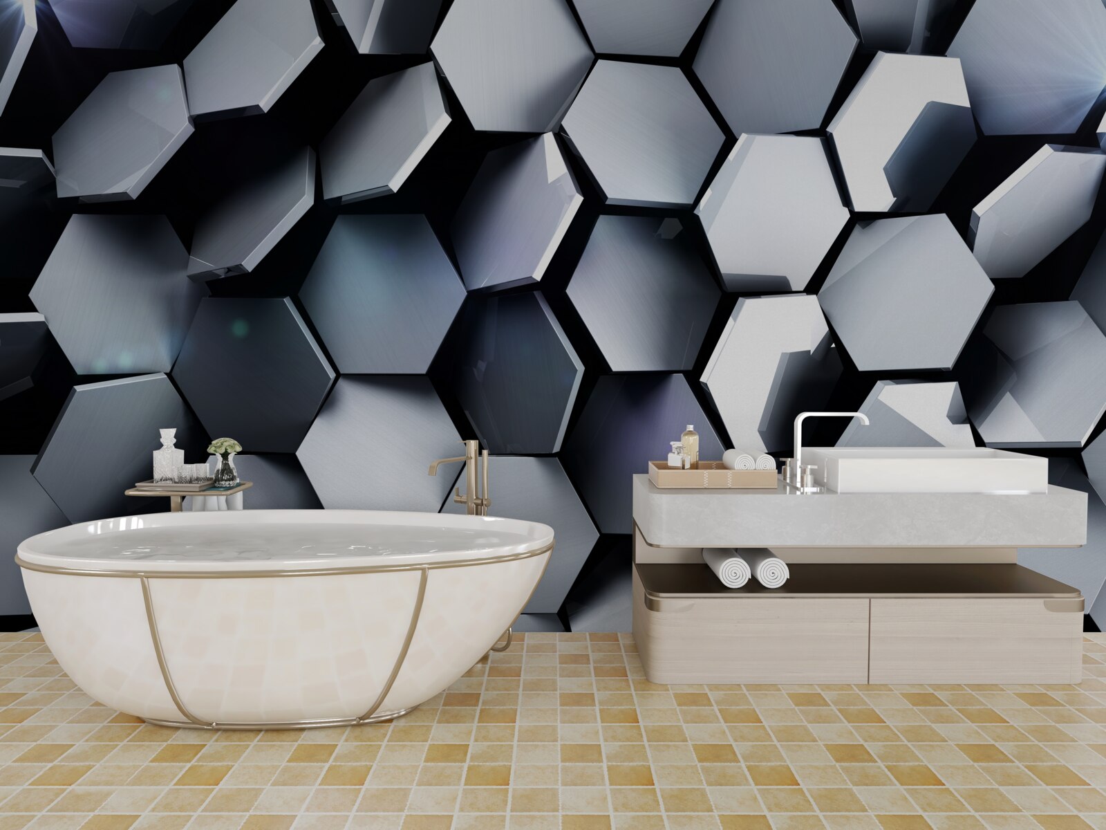 Fototapeta pięciokąty w 3d z mapowaniami