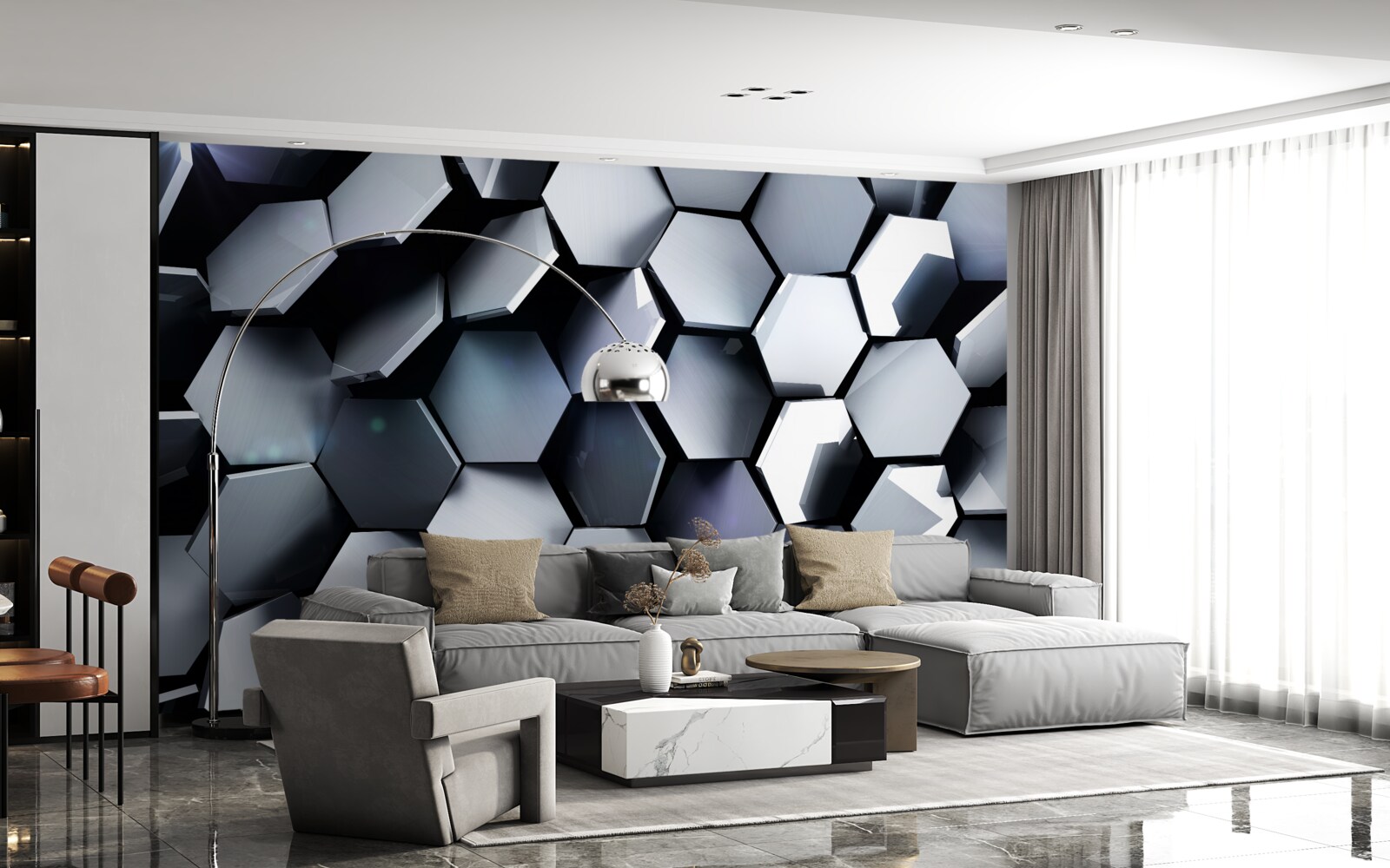 Fototapeta pięciokąty w 3d z mapowaniami