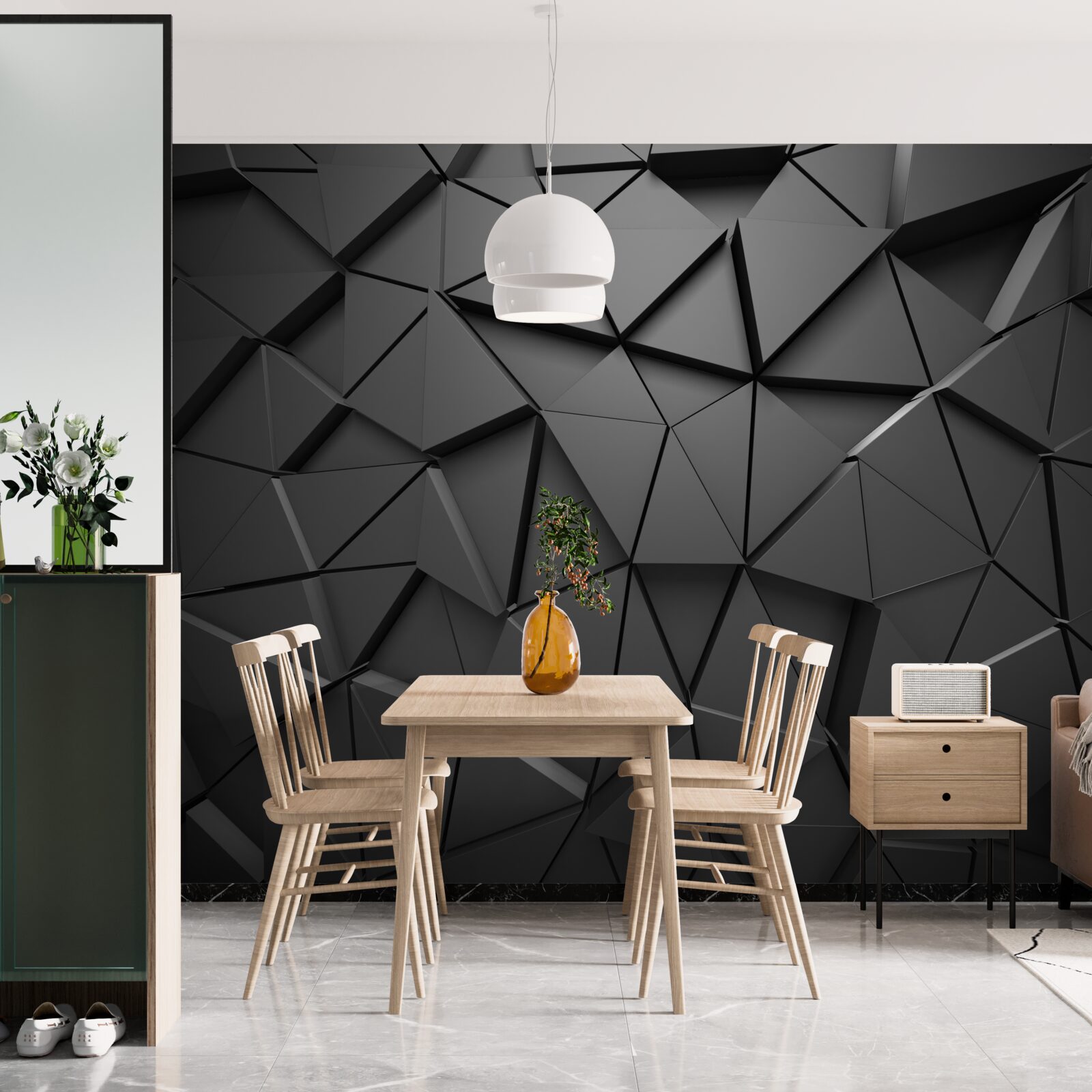 Fototapeta trójkątne elementy w ciemny wzór mozaiki