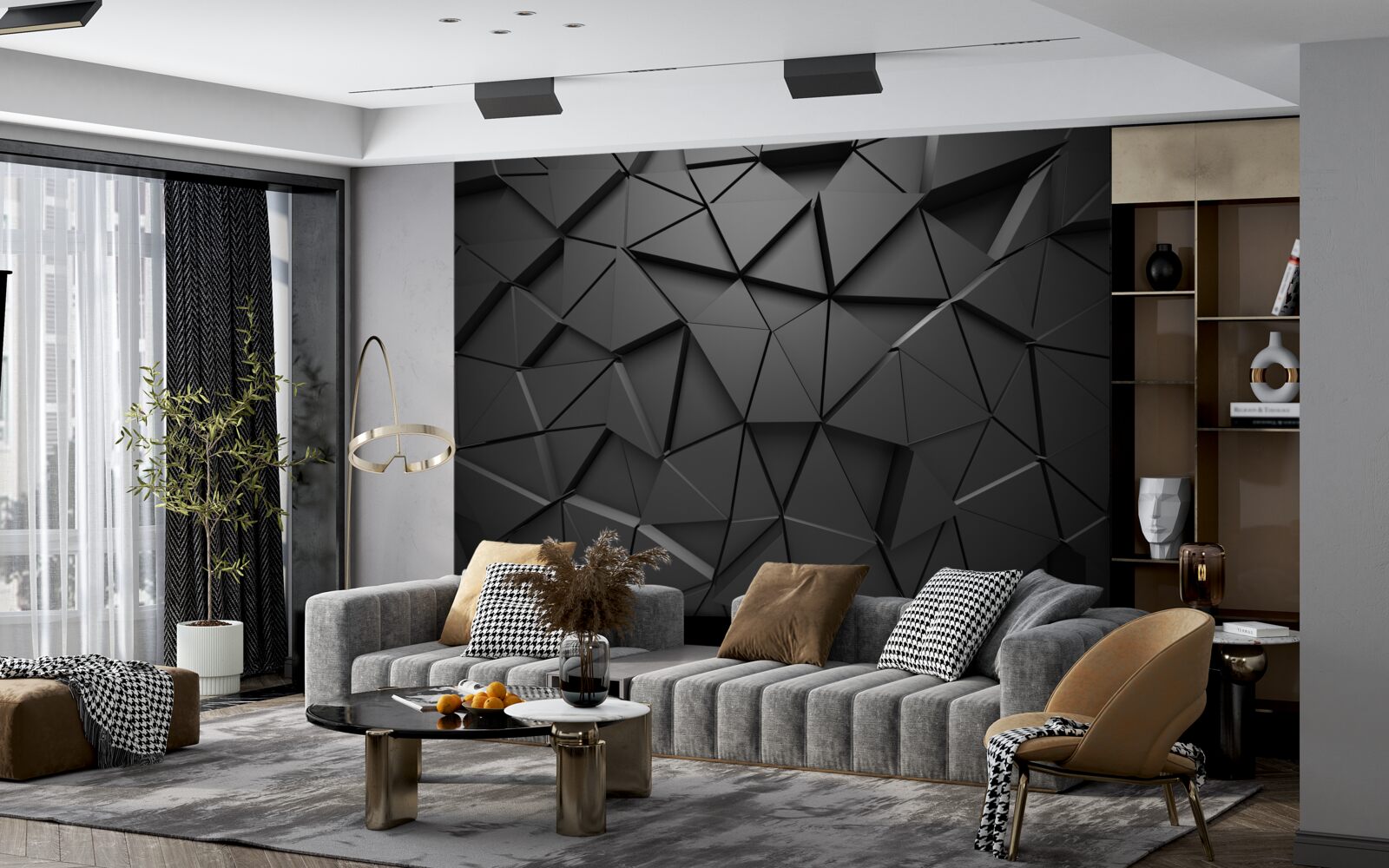 Fototapeta trójkątne elementy w ciemny wzór mozaiki