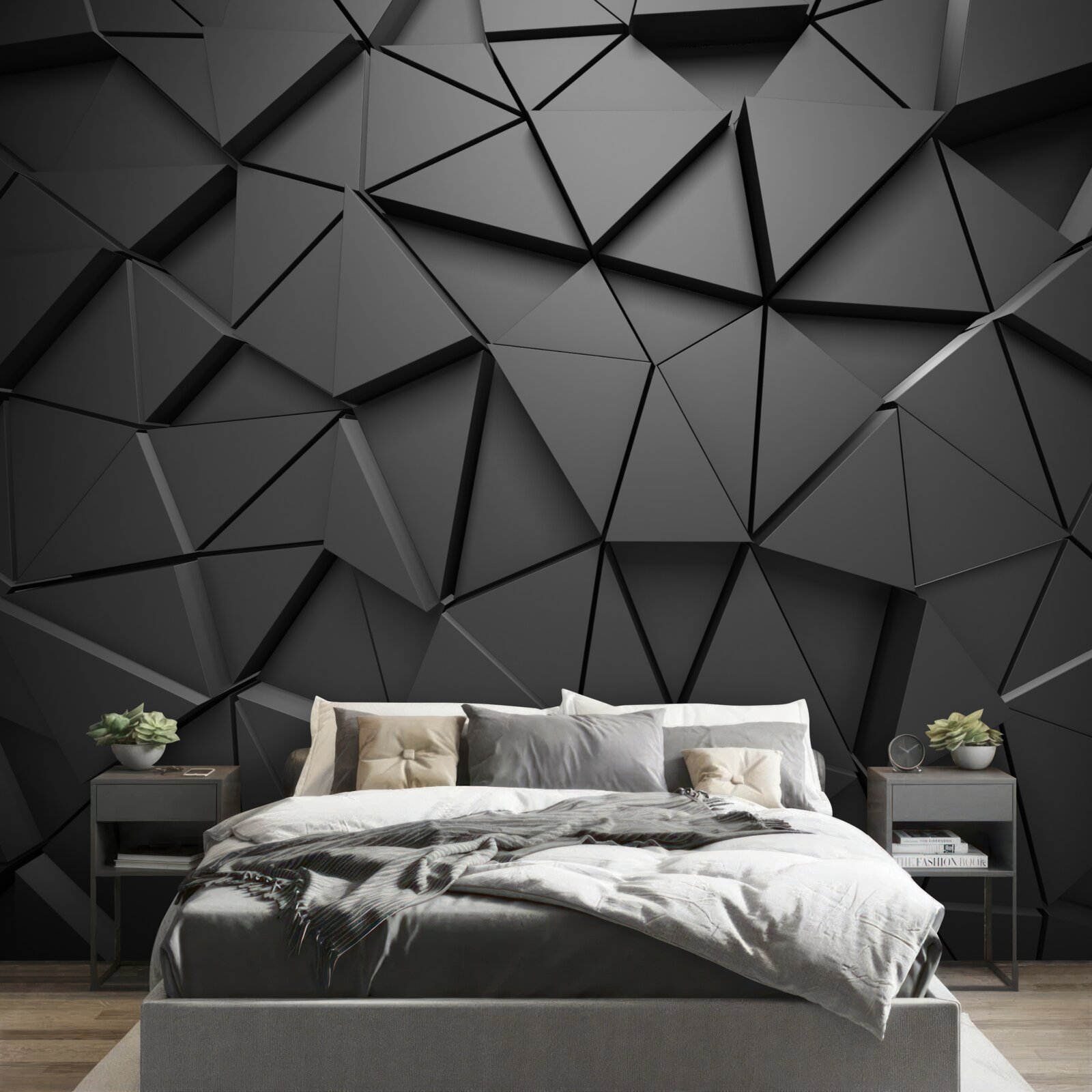 Fototapeta trójkątne elementy w ciemny wzór mozaiki