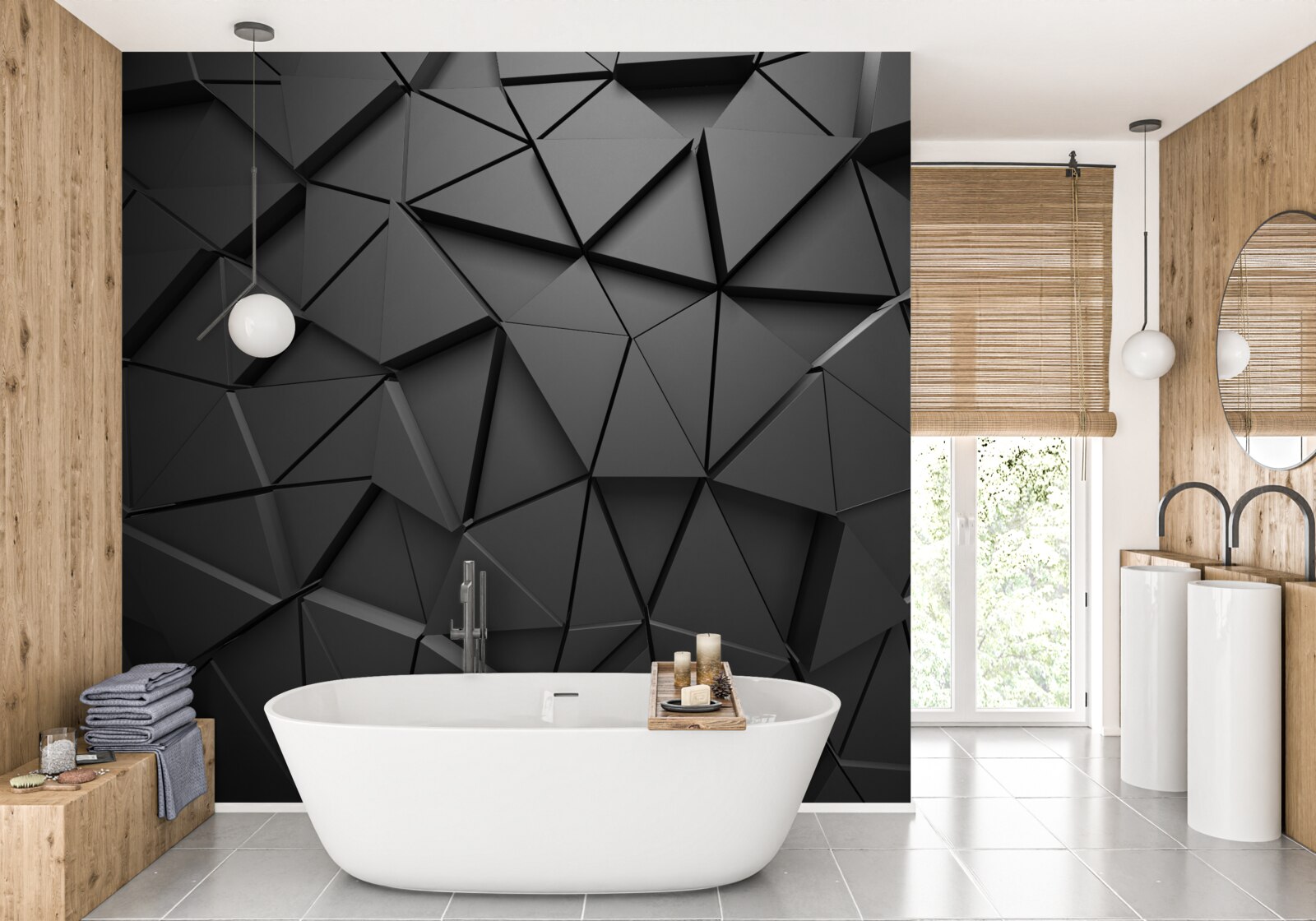 Fototapeta trójkątne elementy w ciemny wzór mozaiki