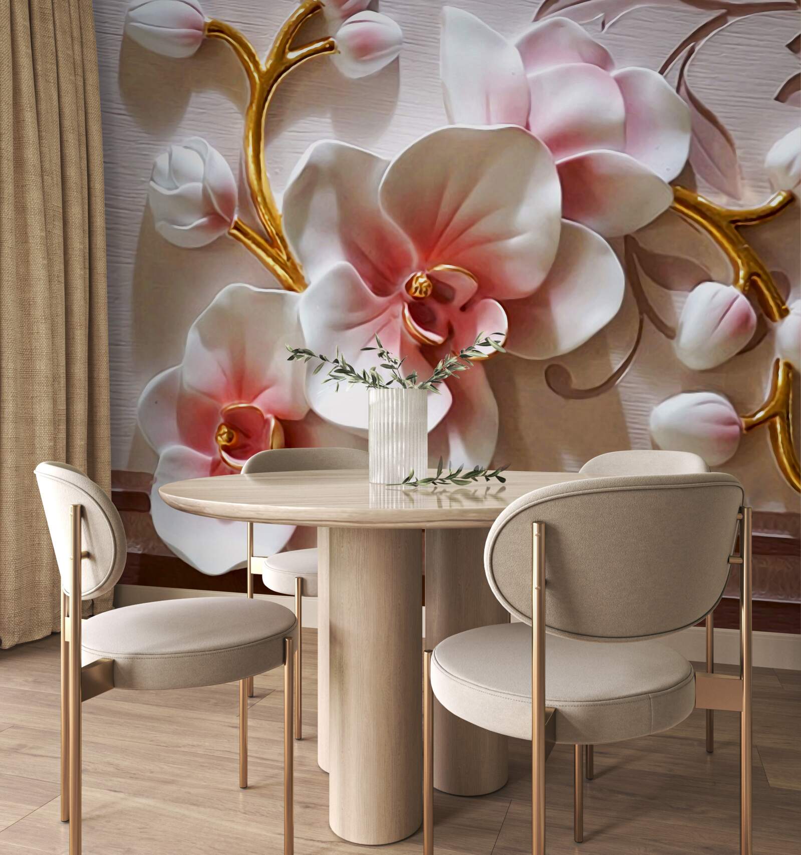 Fototapeta kwitnące majestatyczne orchidee i nieotwarte pąki