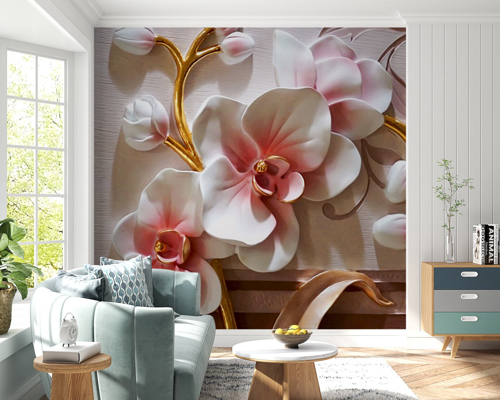 Fototapeta kwitnące majestatyczne orchidee i nieotwarte pąki