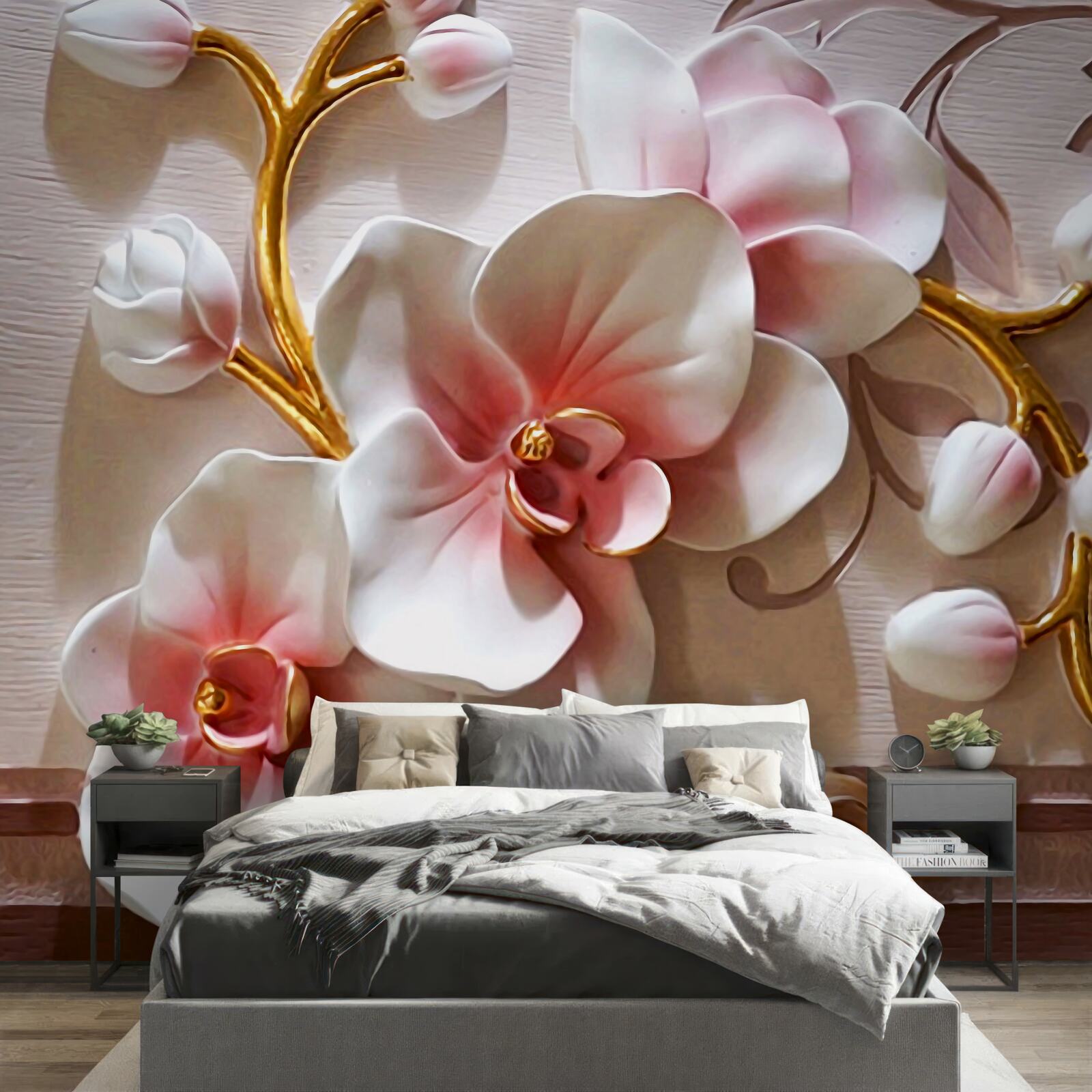 Fototapeta kwitnące majestatyczne orchidee i nieotwarte pąki