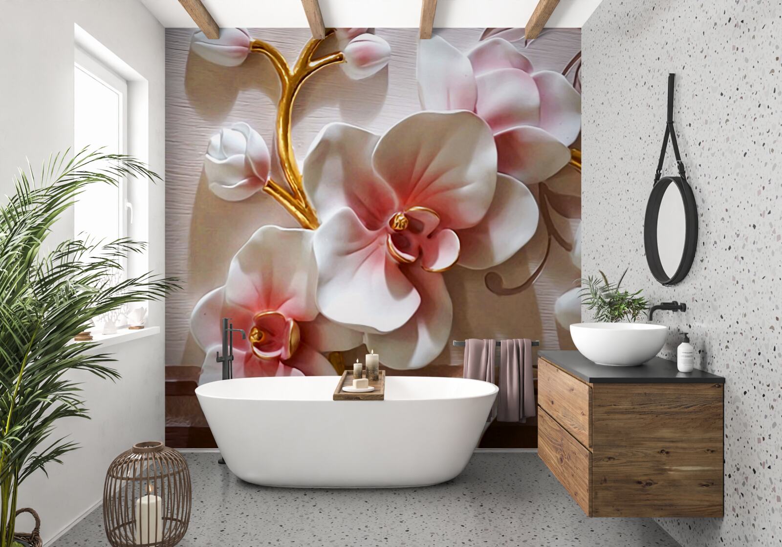 Fototapeta kwitnące majestatyczne orchidee i nieotwarte pąki