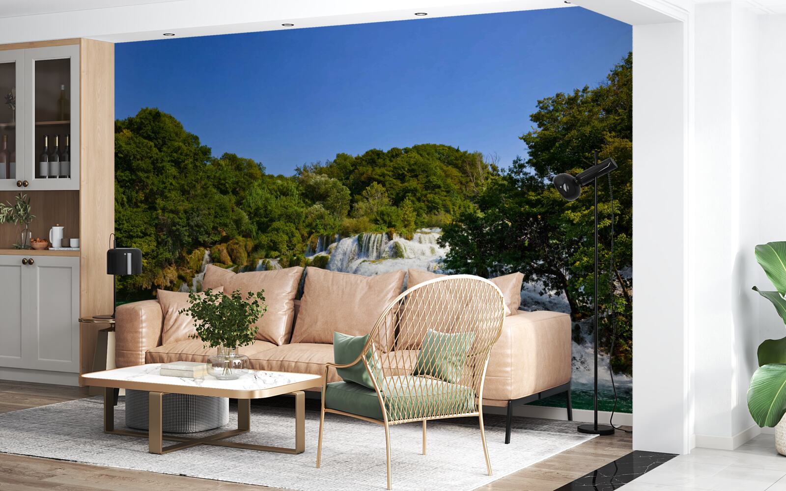 Fototapeta widoki na leśne ścieżki i grzmiące wodospady