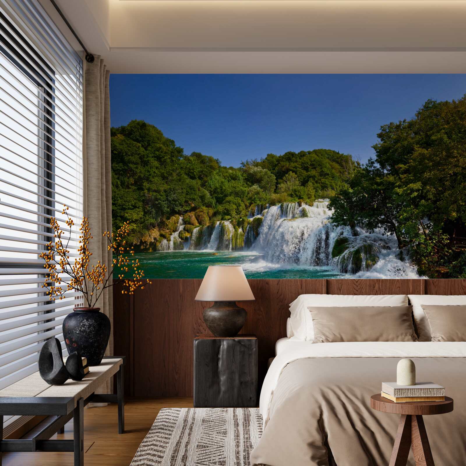 Fototapeta widoki na leśne ścieżki i grzmiące wodospady