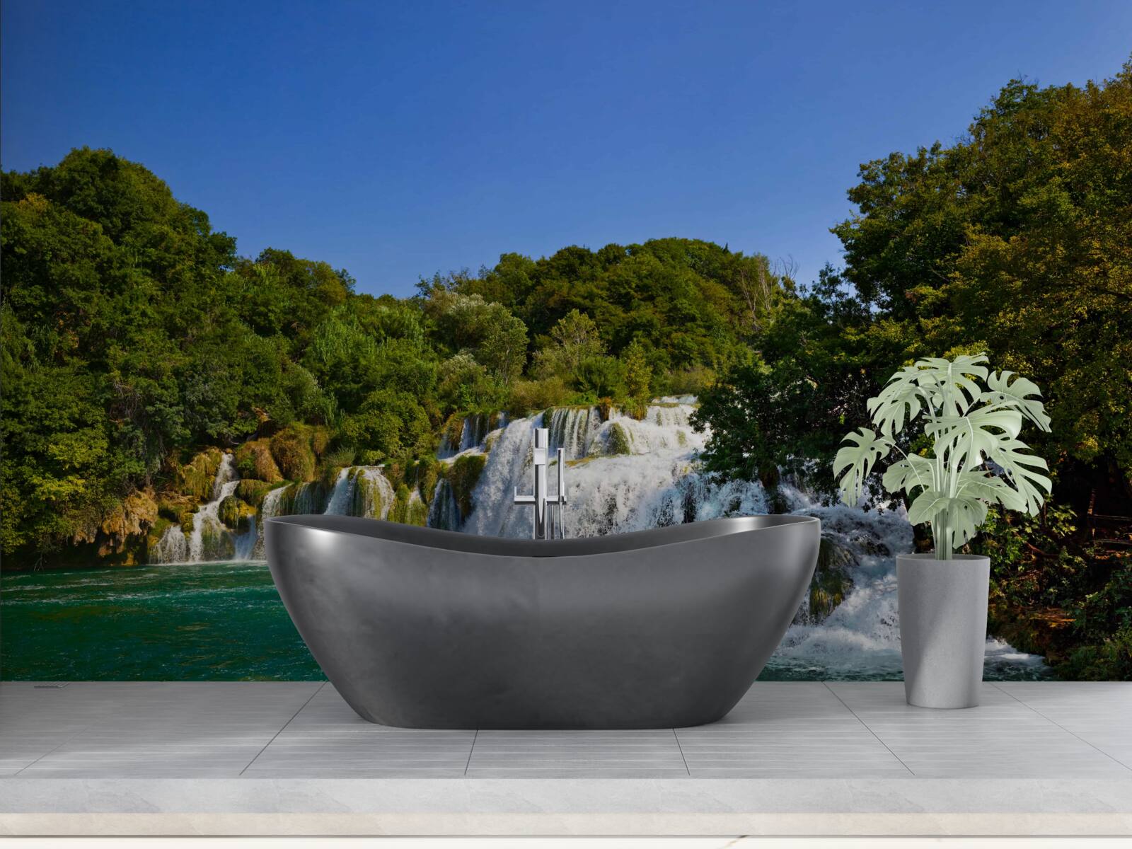 Fototapeta widoki na leśne ścieżki i grzmiące wodospady