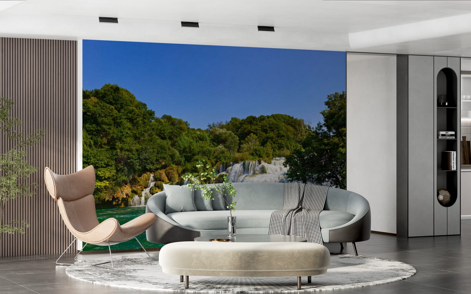 Fototapeta widoki na leśne ścieżki i grzmiące wodospady