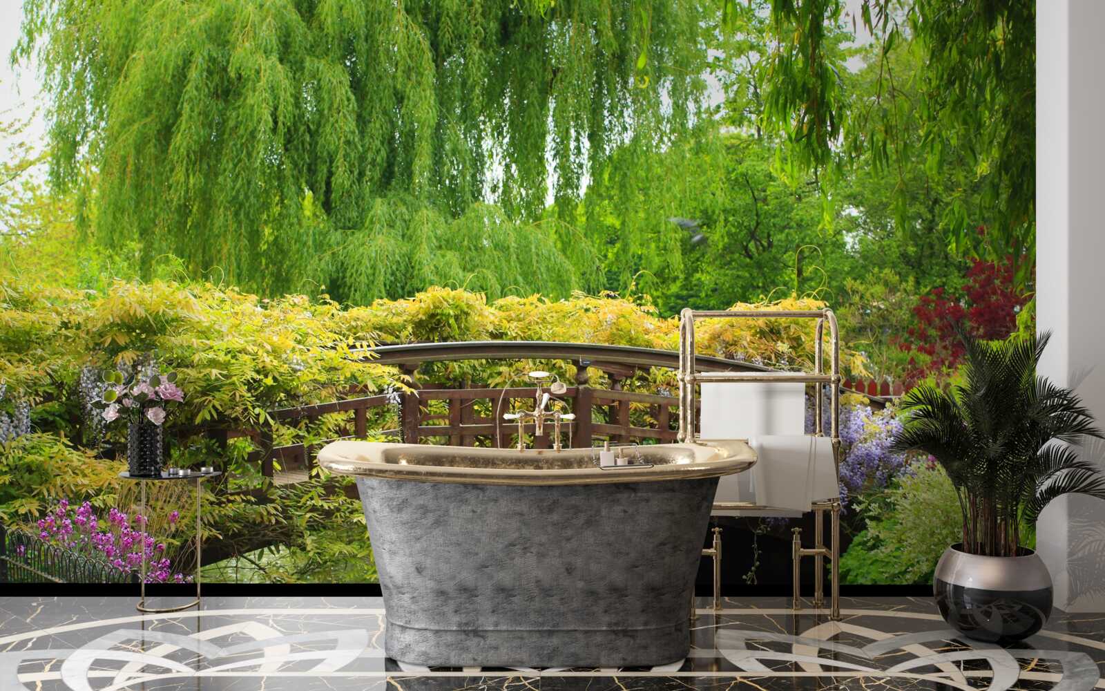 Fototapeta zapierająca dech w piersiach panorama mostu nad rzeką