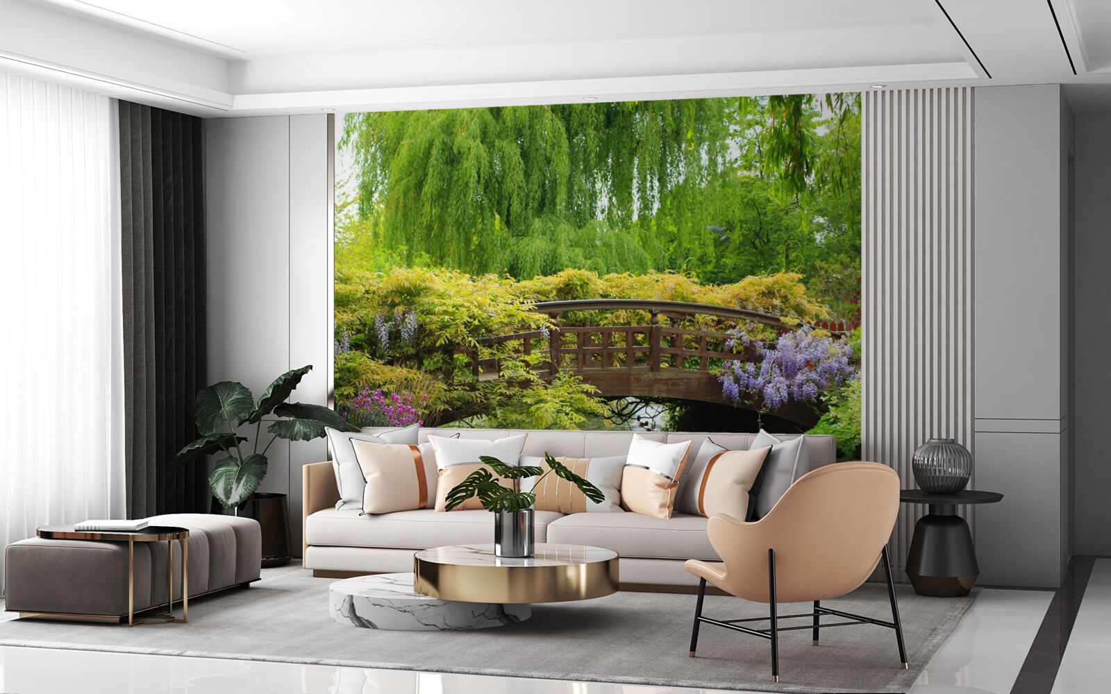 Fototapeta zapierająca dech w piersiach panorama mostu nad rzeką