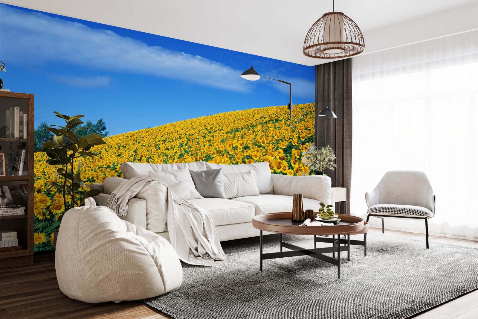 Fototapeta Świetna przestrzeń ze słonecznikami