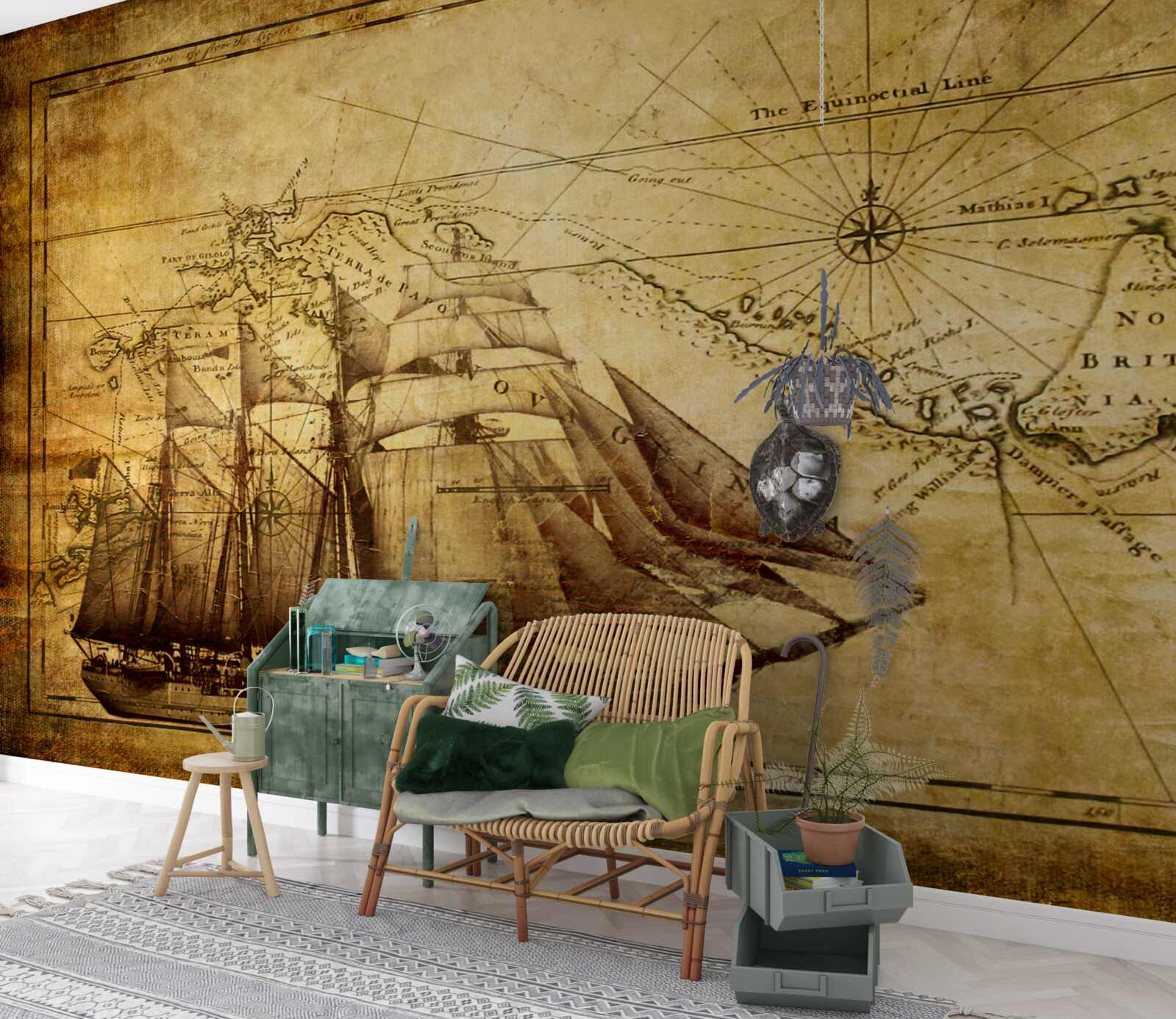 Fototapeta statek z żaglami na pergaminie