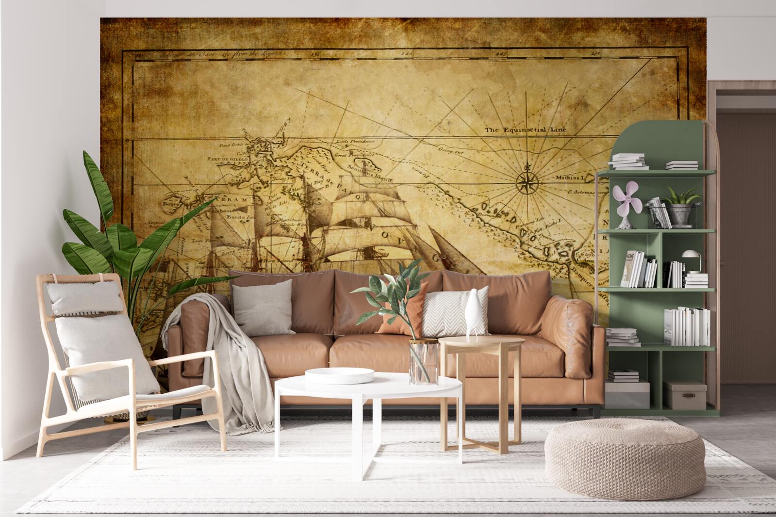 Fototapeta statek z żaglami na pergaminie