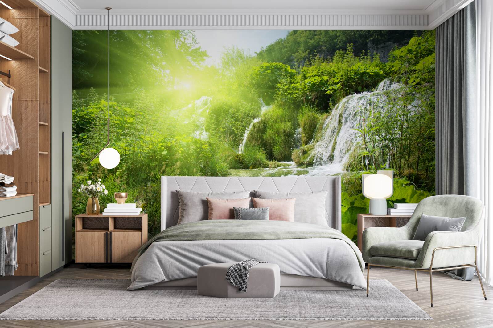 Fototapeta tajemniczy wodospad w górskim lesie