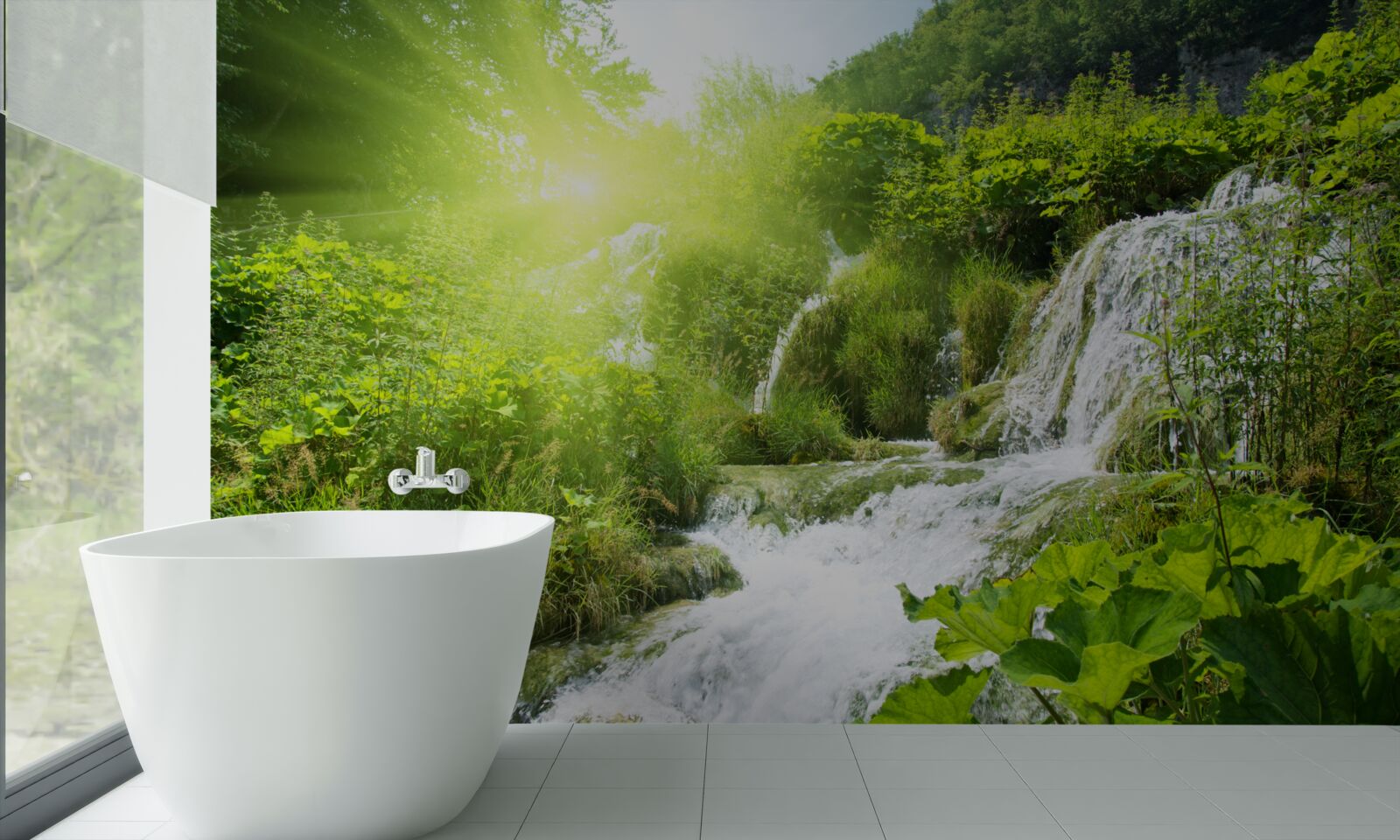 Fototapeta tajemniczy wodospad w górskim lesie