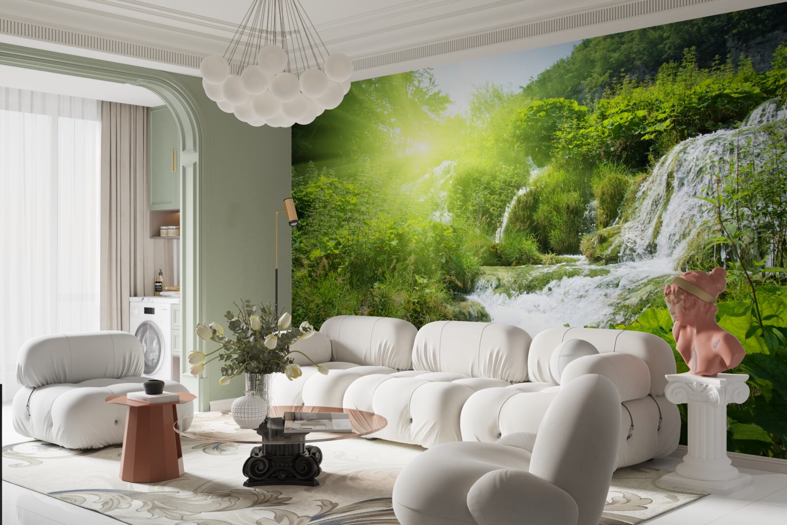 Fototapeta tajemniczy wodospad w górskim lesie