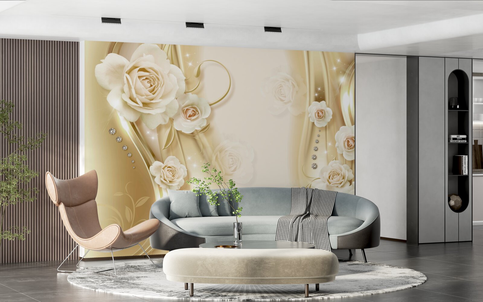 Fototapeta na brązowym tle znajdują się białe róże