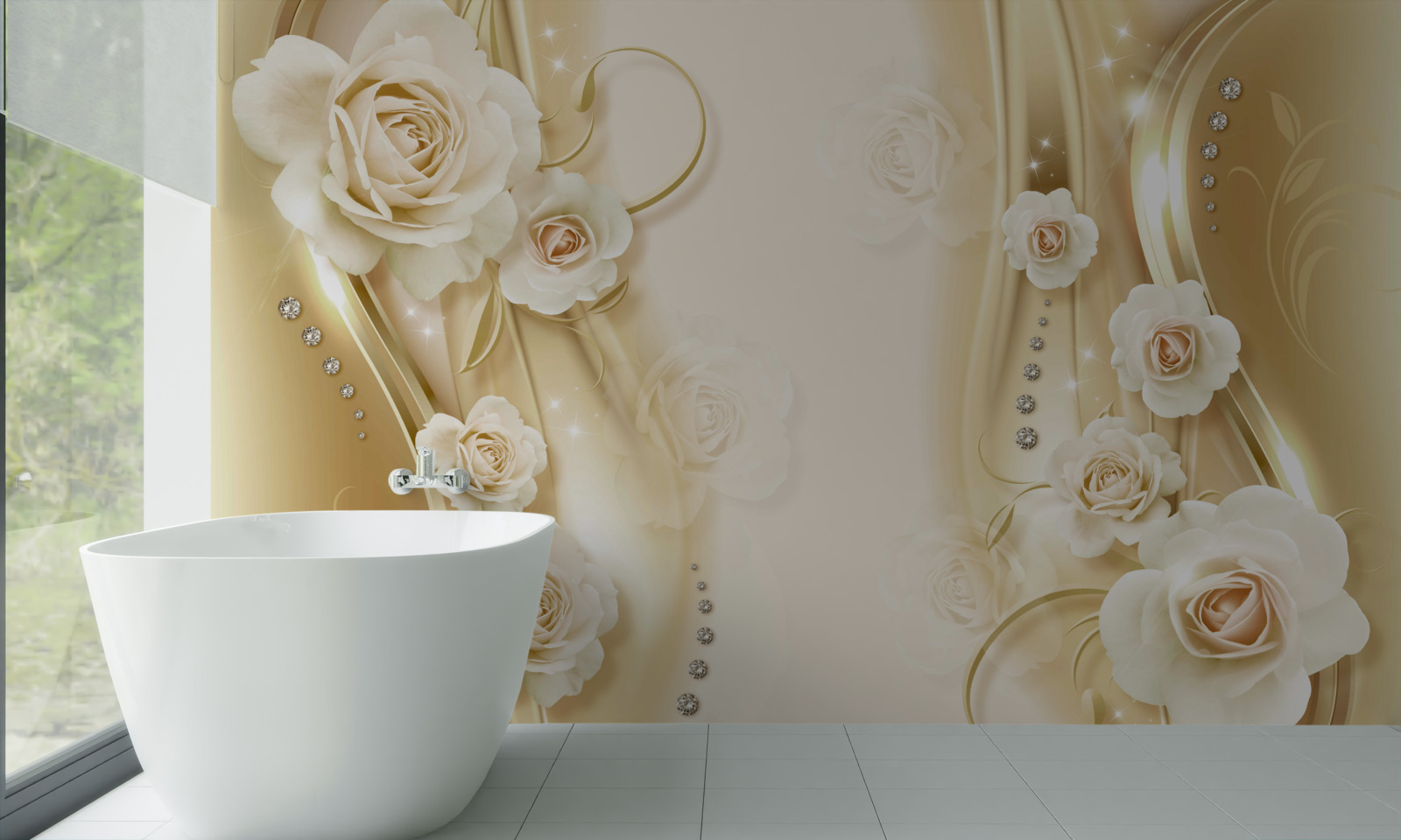 Fototapeta na brązowym tle znajdują się białe róże